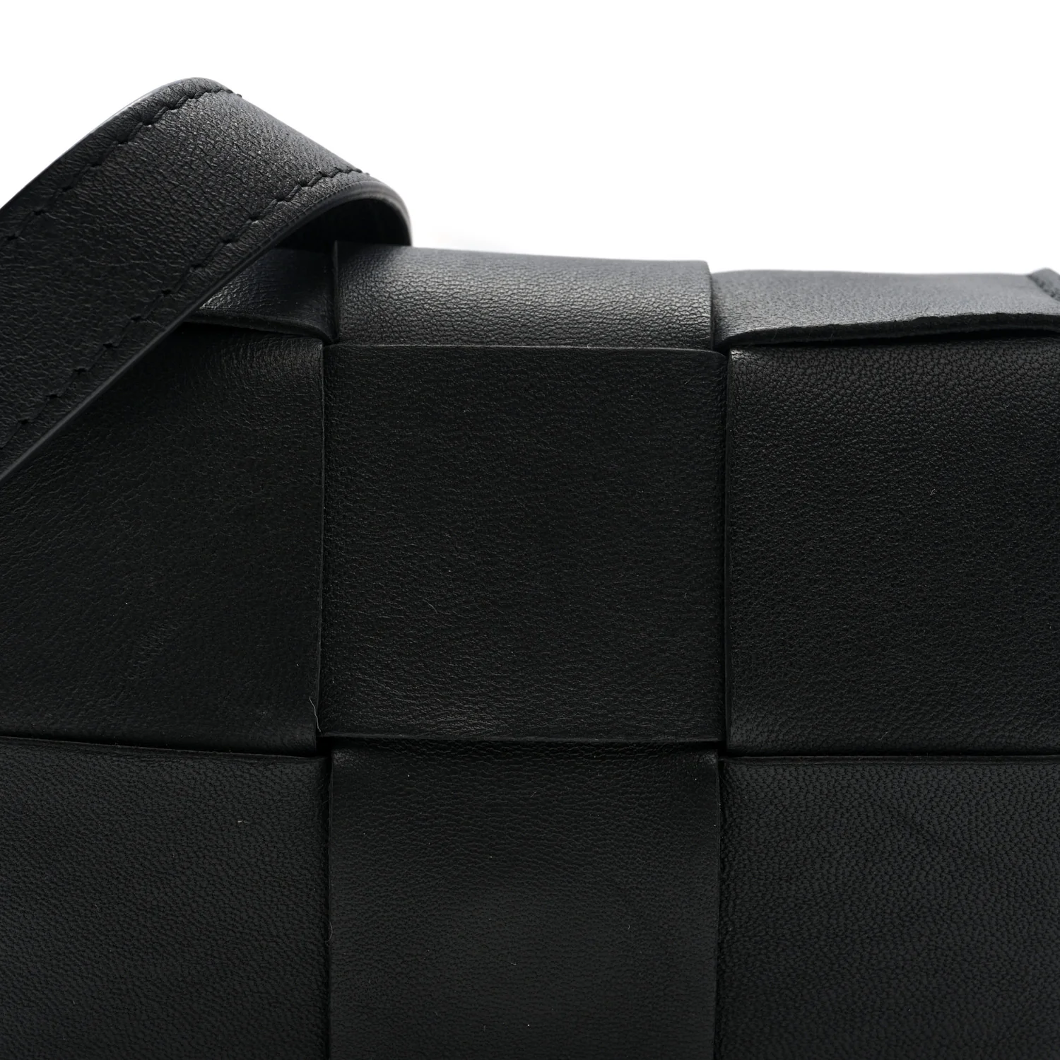 Lambskin Maxi Intrecciato Extra Mini Cassette Crossbody Bag Black