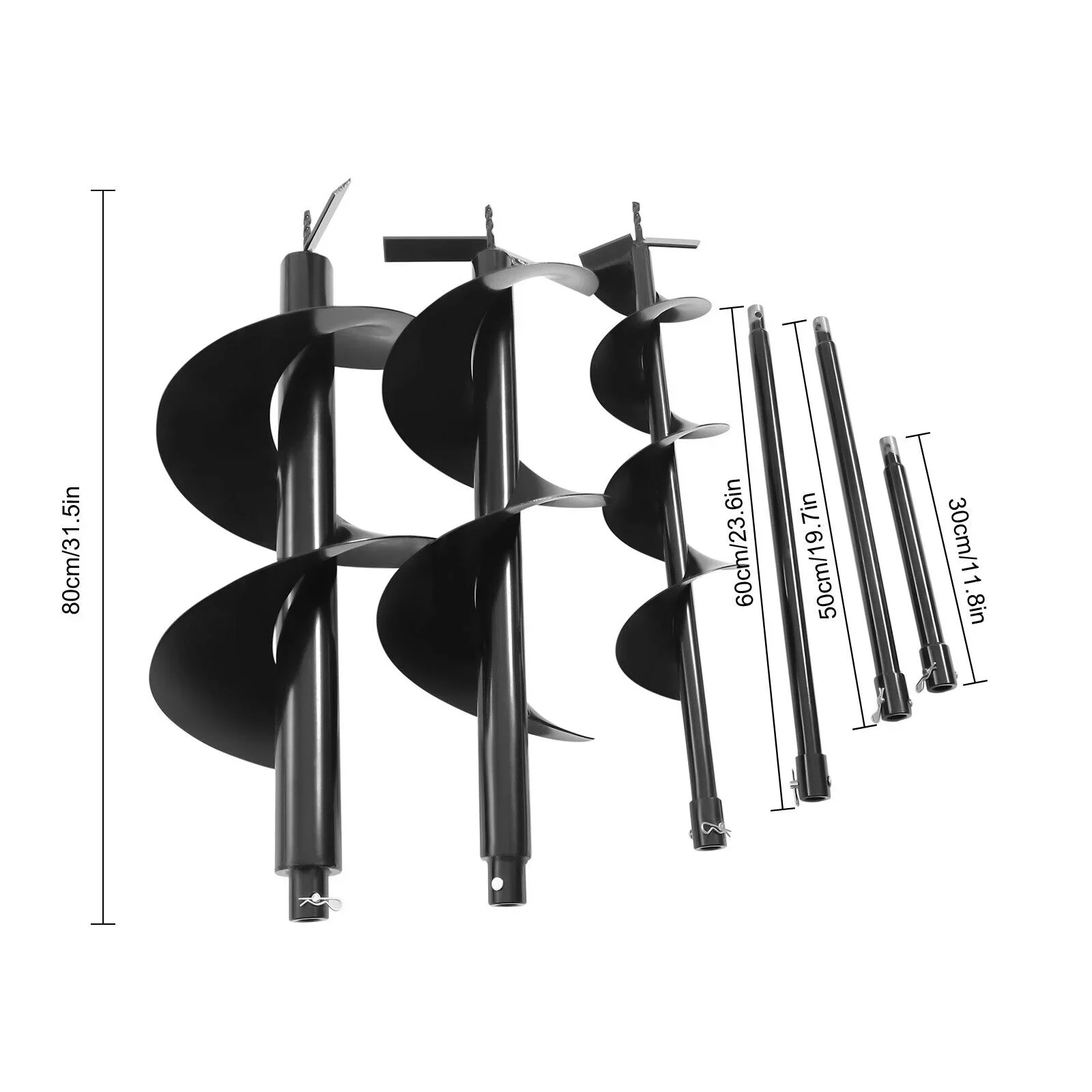 72cc Post Hole Digger 2 Stroke Petrol Gas Powered Earth Digger with 3 Auger Drill Bits+ 3 Extension Rods for Farm Garden Plant