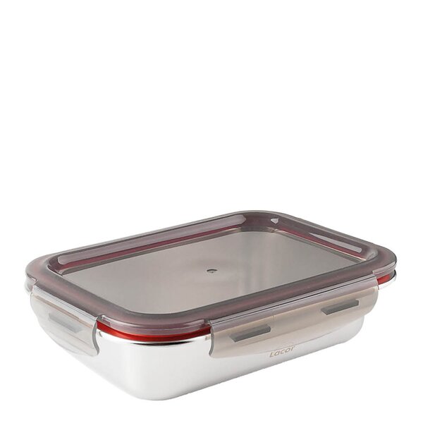 Matboks i stål med tett lokk 0,82L 20,3x15,3x5 cm