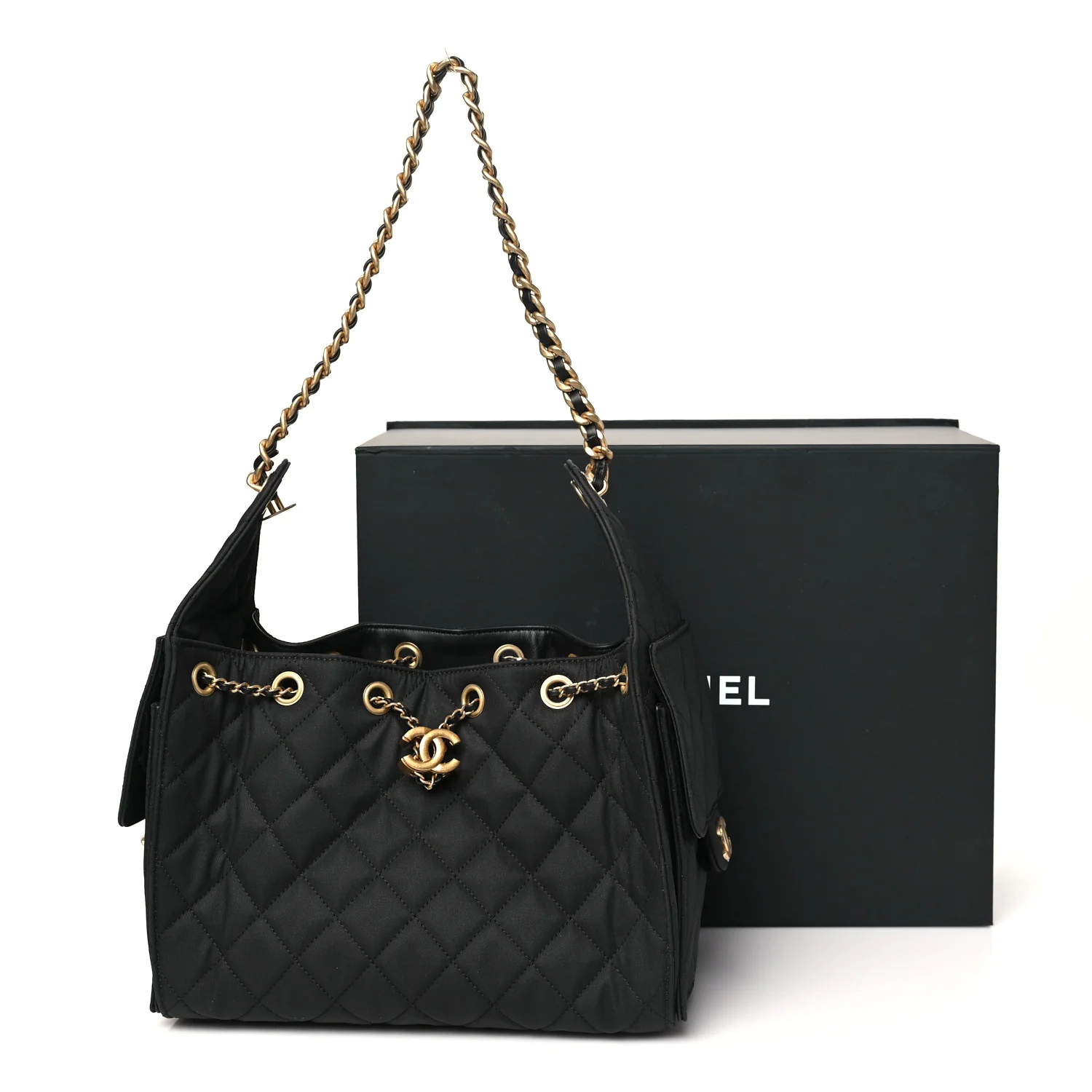 Canvas Quilted Small Chanel 25 Handbag Black