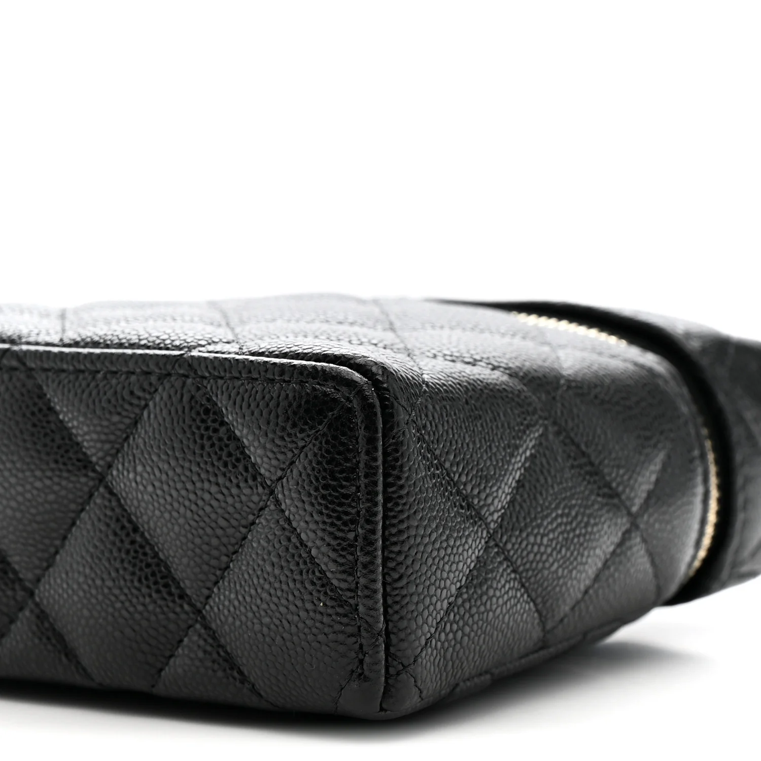 Caviar Quilted Top Handle Slim Vanity With Chain Black