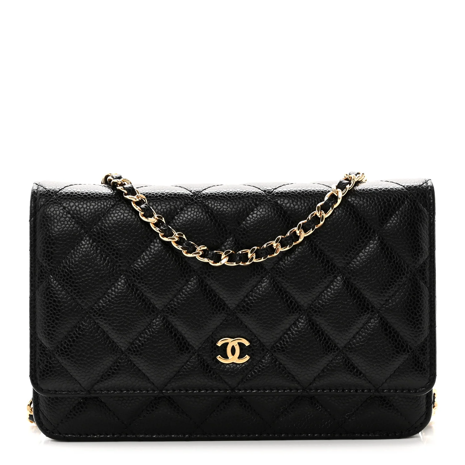 Caviar Quilted Wallet on Chain WOC Black