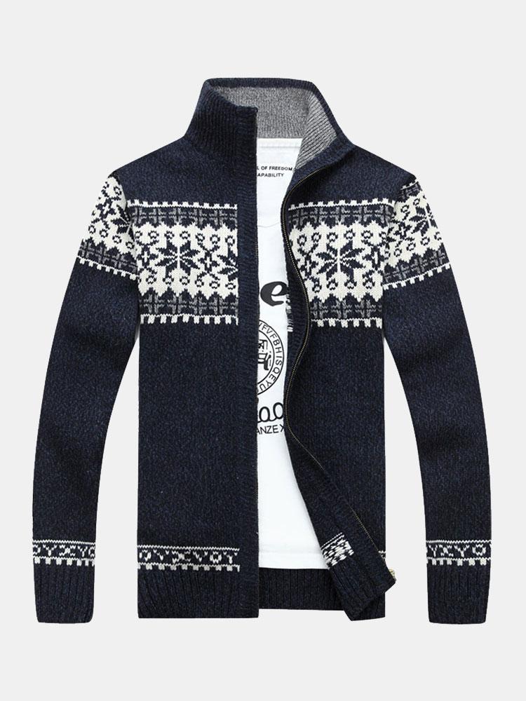 Pull de Noël à imprimé géométrique zippé