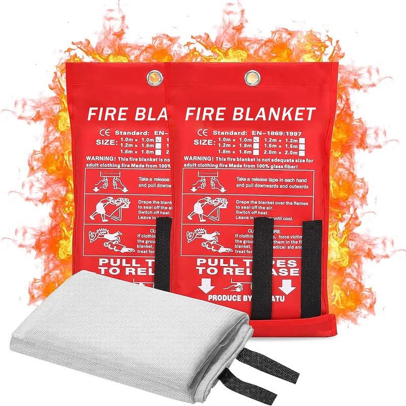 Lancryen 2023 Emergency Fire Blanket, 2 Pack Fire Extinguisher Blanket, Fire Suppression Blanket, Flame Retardant Blanket Fire Safety Blanket for Home