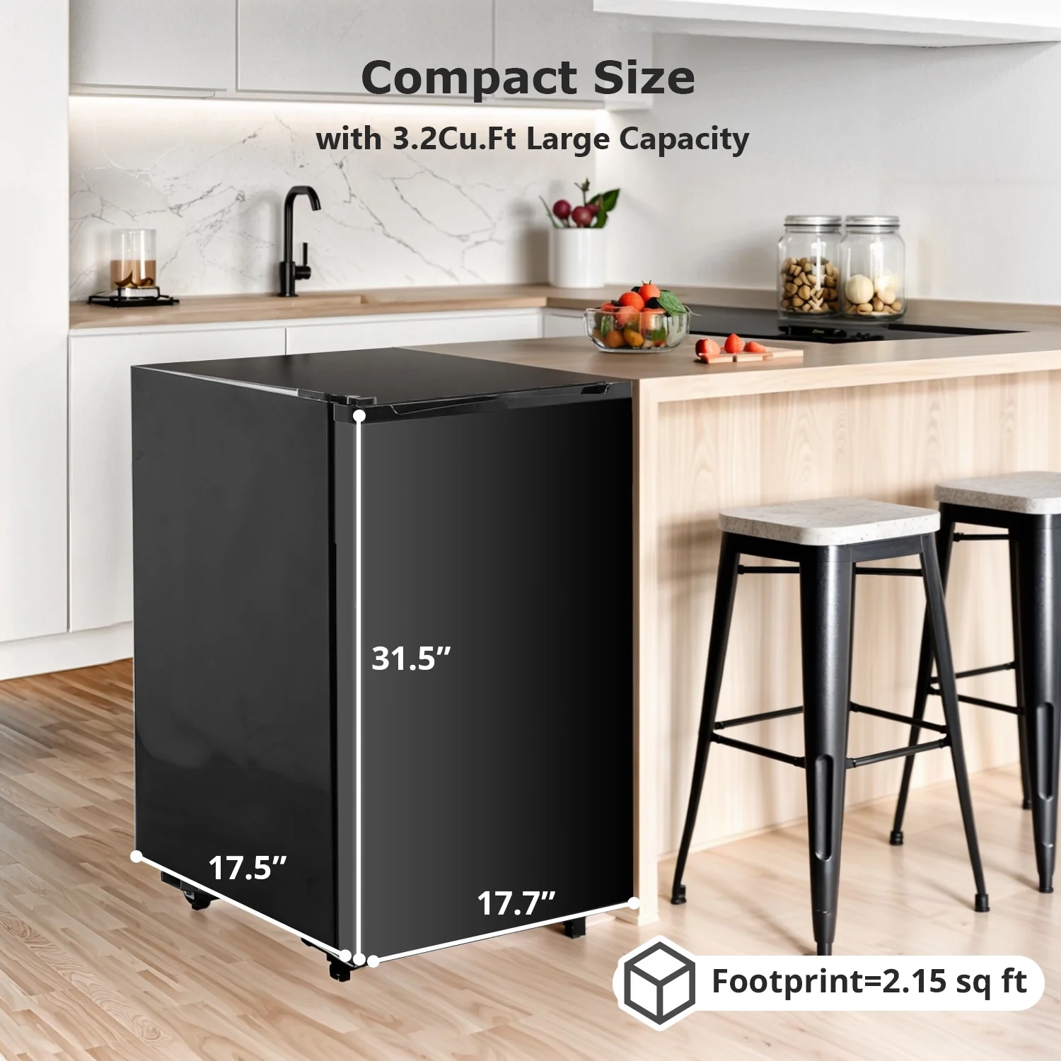 Mini Fridge with Freezer 3.2 Cu.ft Small Refrigerator for Dorm Bedroom, Compact Refrigerators Single Door Adjustable Thermostat Low Noise,Silver(Silver) - Image 10