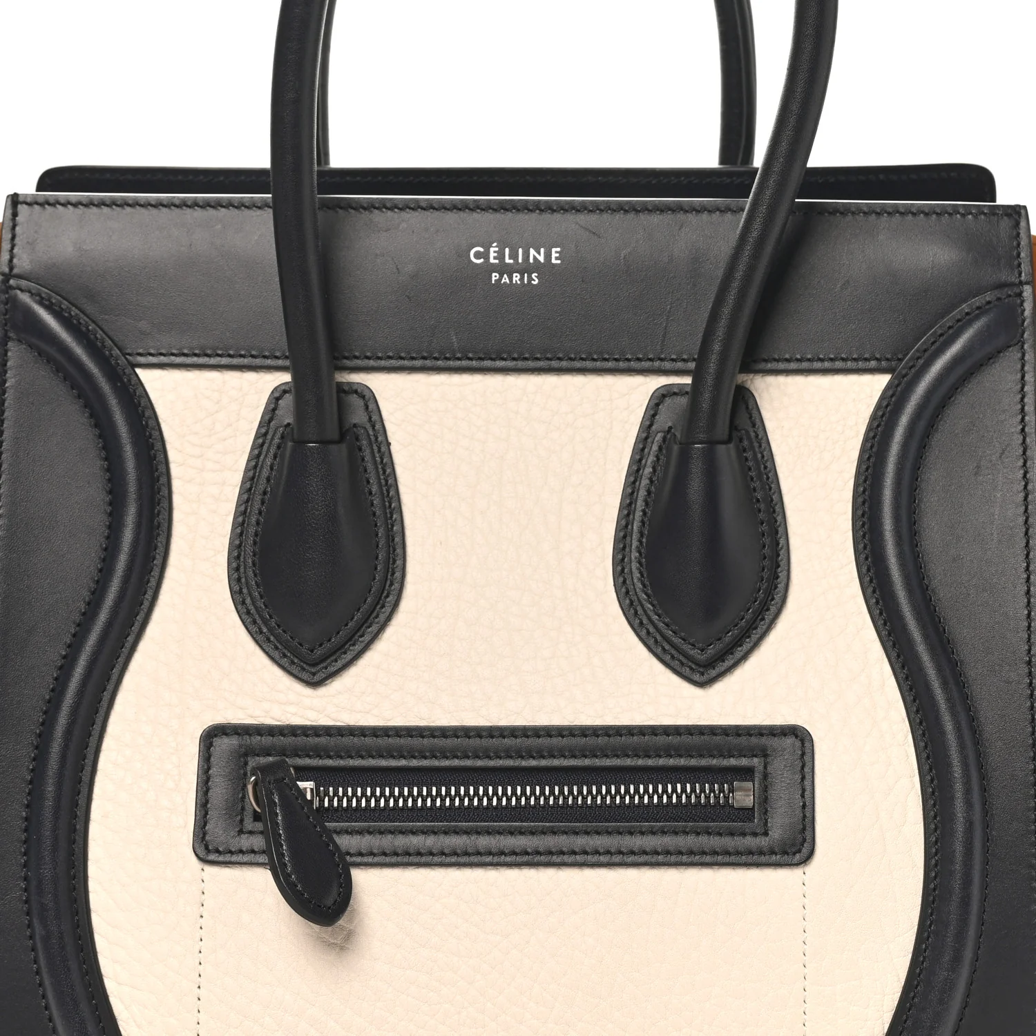 Baby Grained Calfskin Nubuck Micro Tri-Color Luggage White