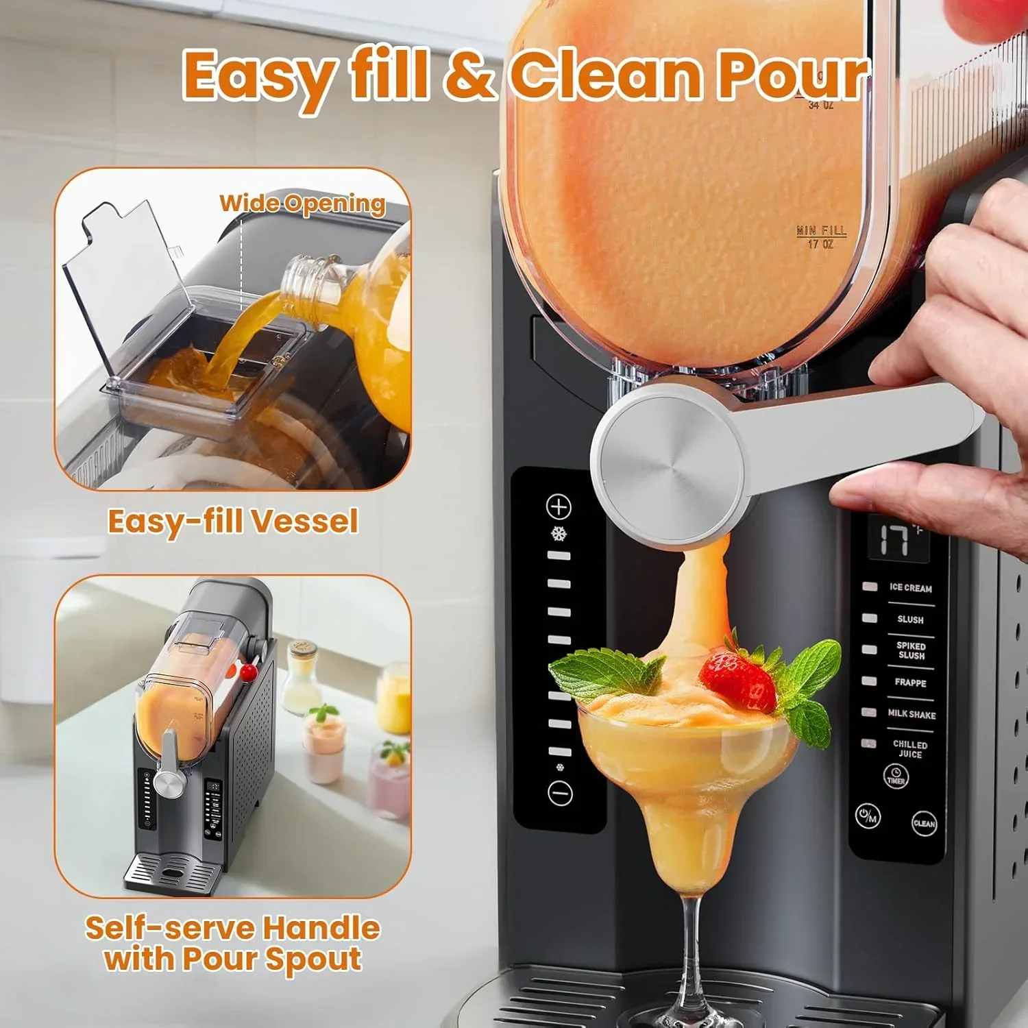 Machine à granita professionnelle pour boissons glacées, sans glace, avec écran LED