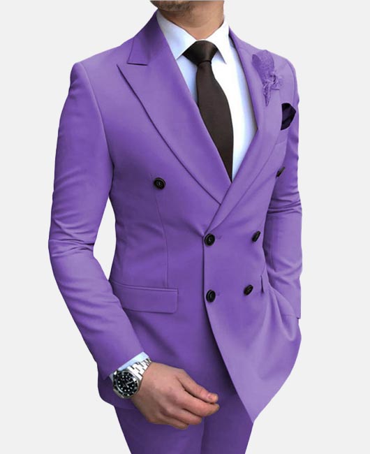 Ensemble 2 pièces élégant : blazer croisé à col à revers uni et pantalon
