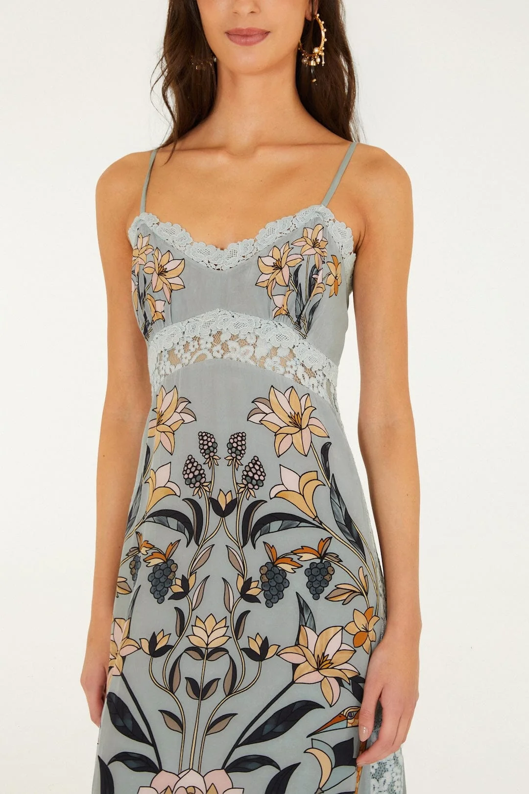 Stained Glass Beauty Lace Slip Midi Dress