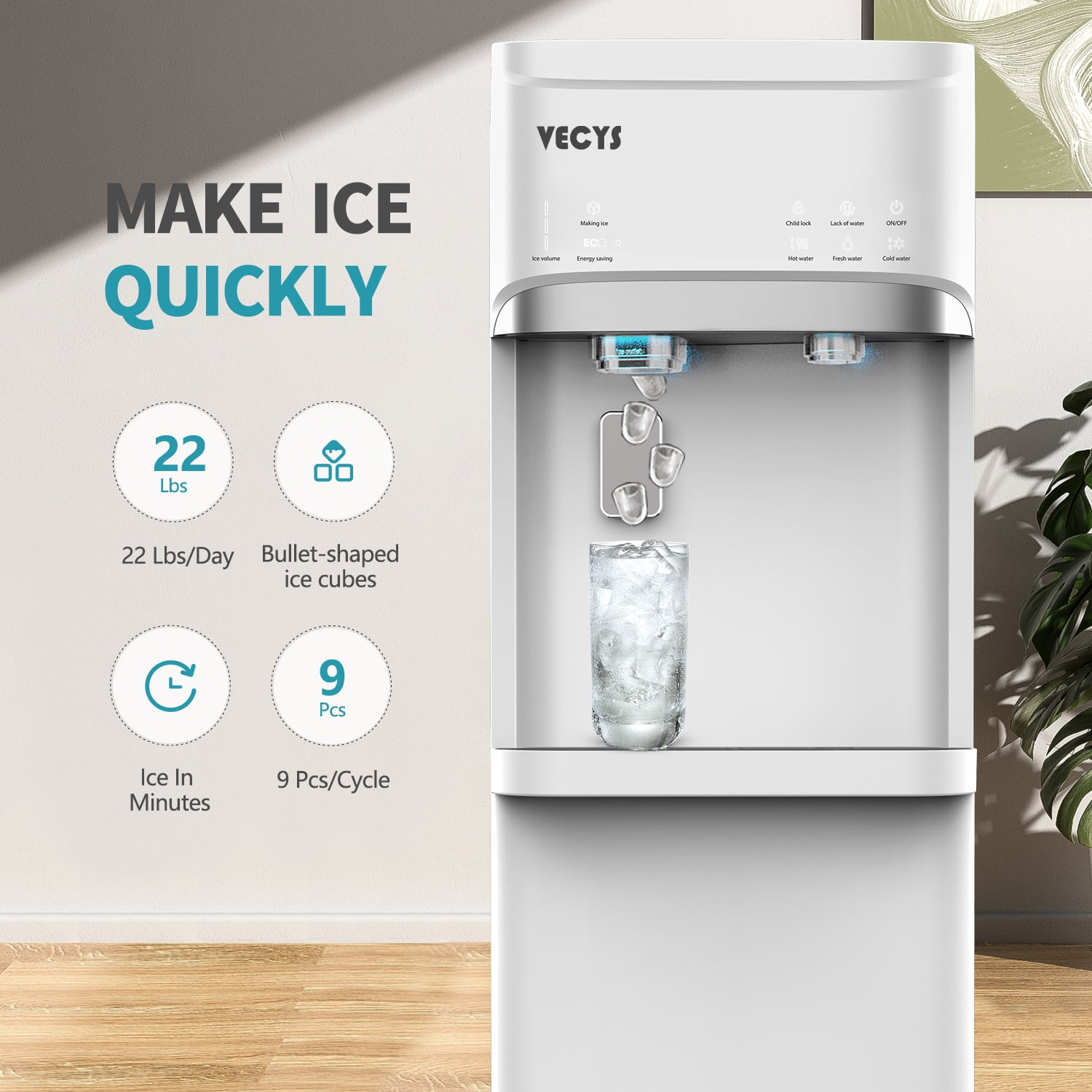 5 gal Water Dispenser with Ice Maker, Self-clean Child Lock(Black) - Image 10
