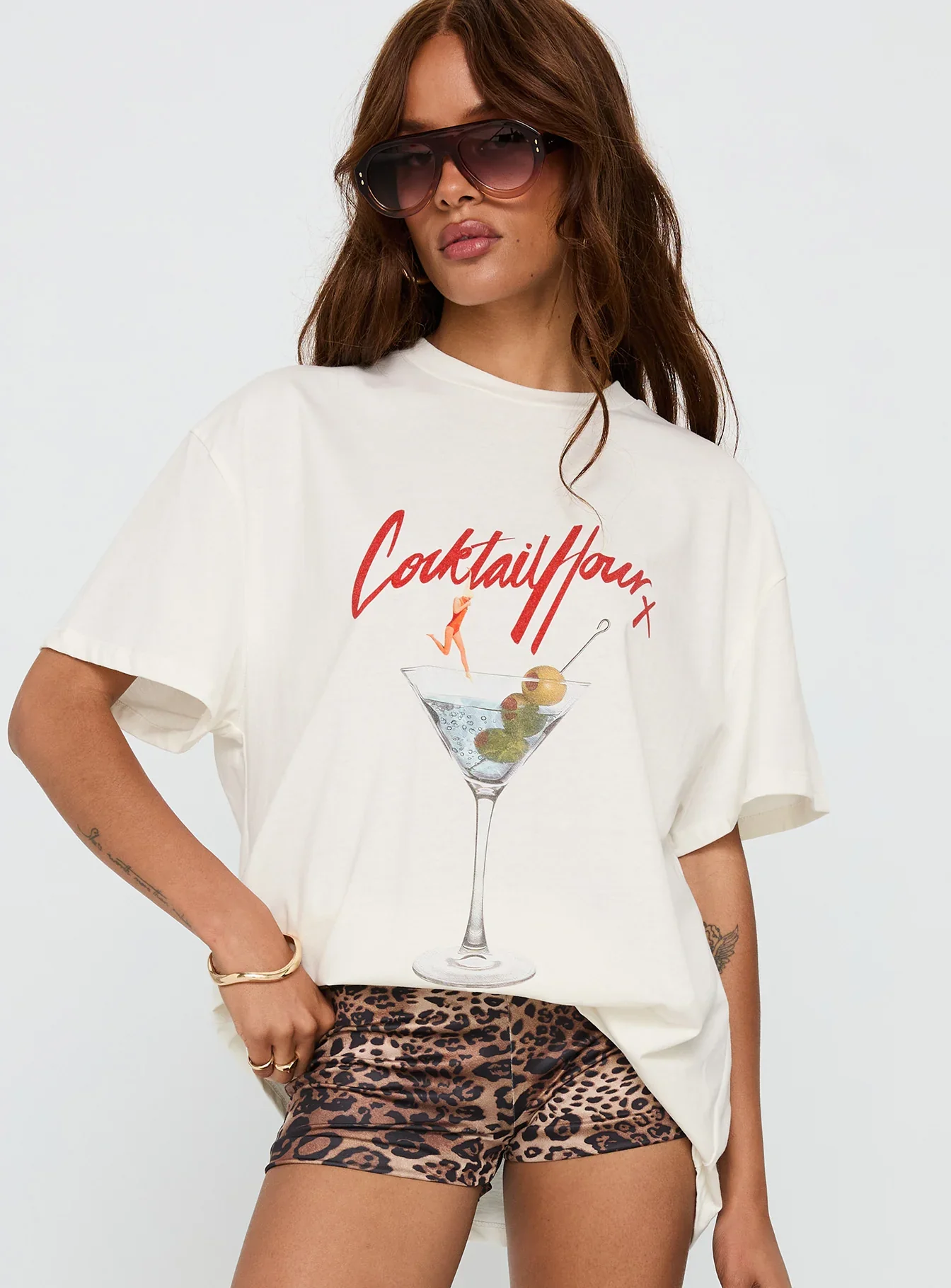 Unwind In Peace Oversized Tee White