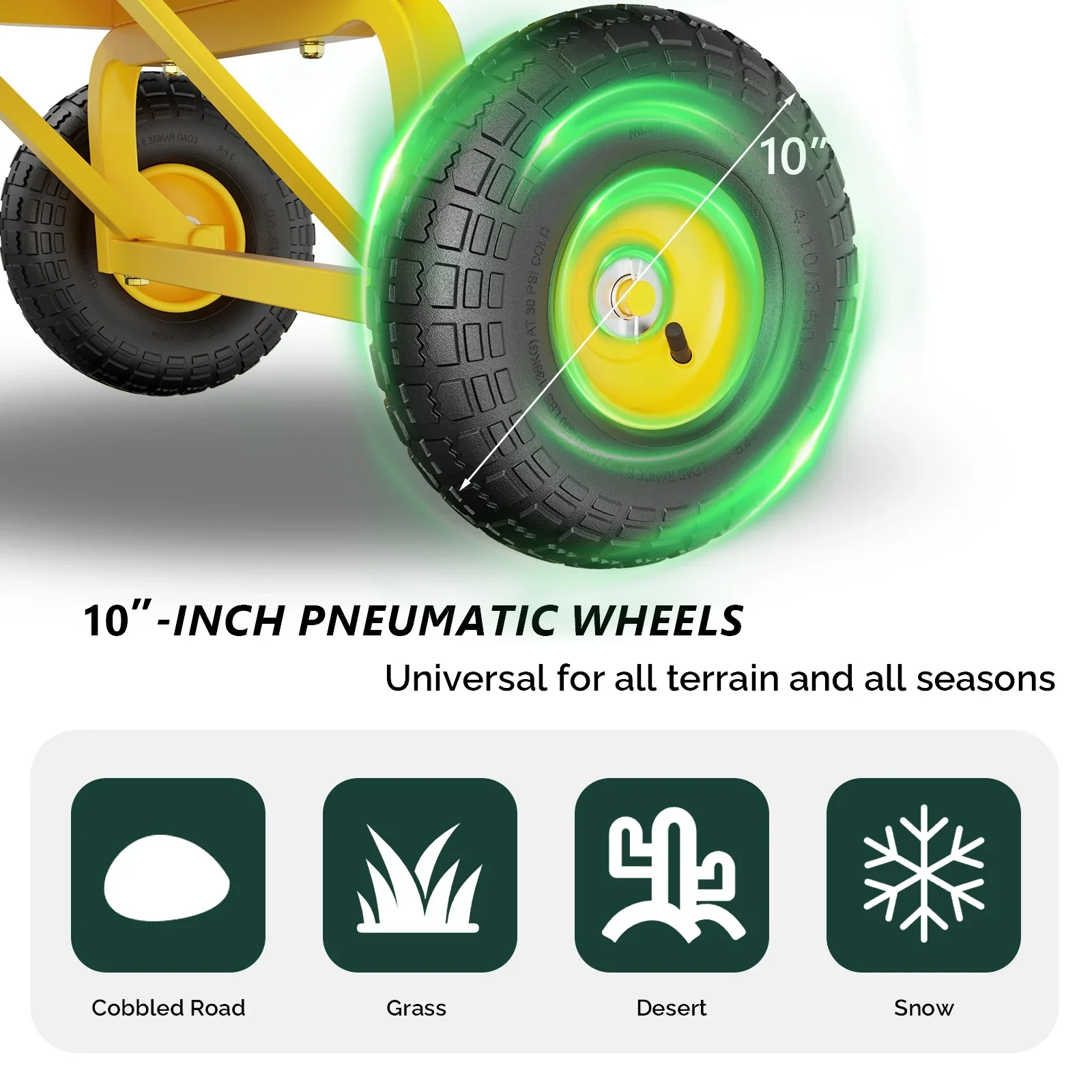 Zimtown 770 lbs Garden Dump Cart 4 Wheel All Terrain Steel Frame Quick Release, Yellow & Black