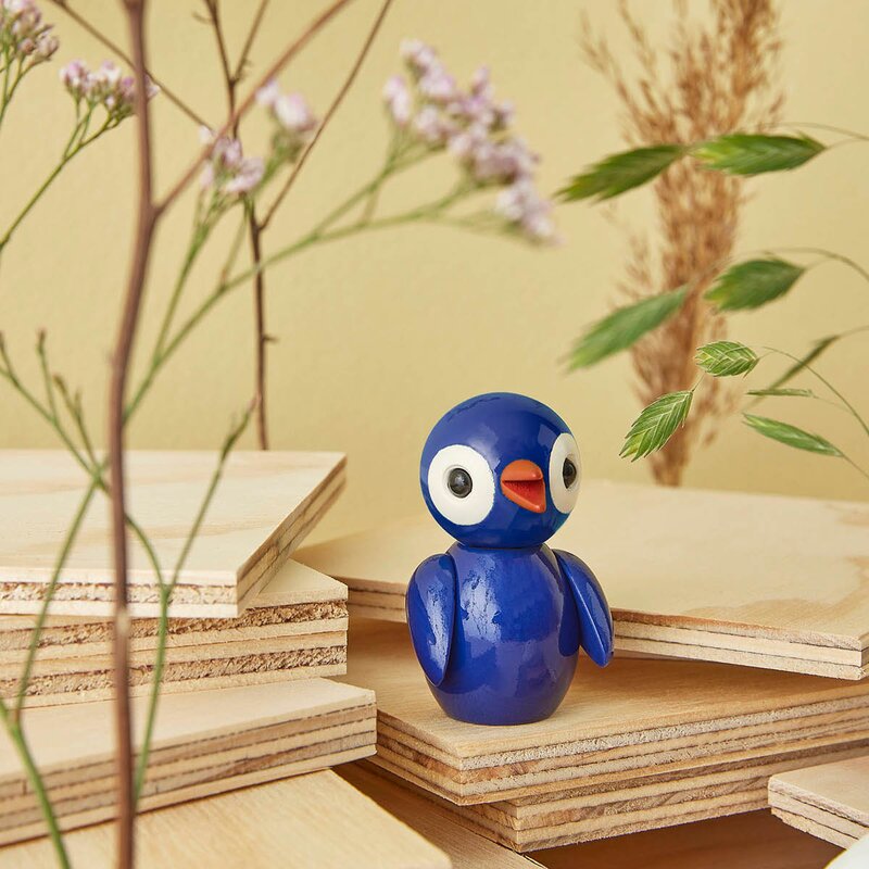 Spring Birds trefigur 6,5 cm dazzling dark blue
