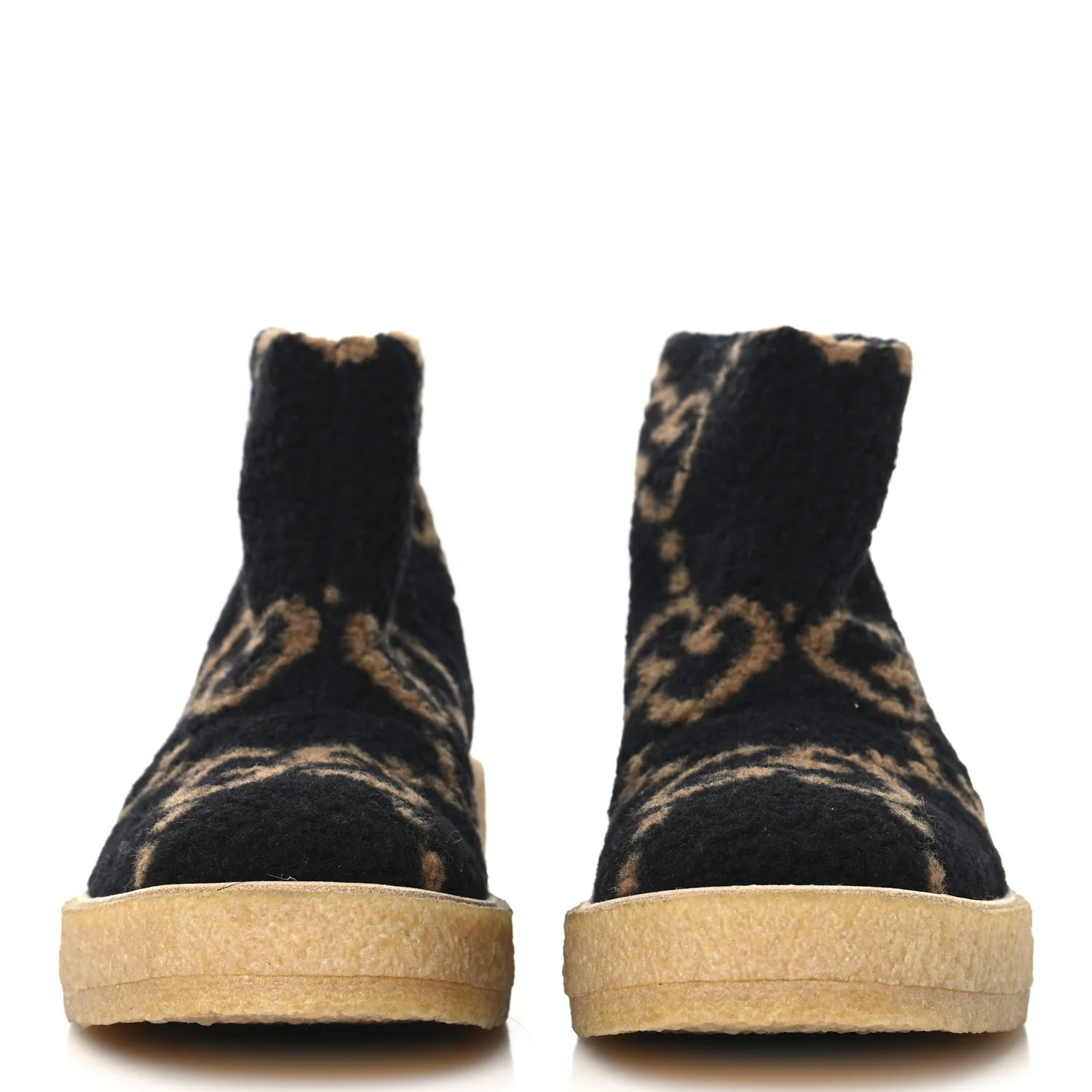 Faux Shearling Hooper GG Womens Ankle Boots 39 Black Natural Tan