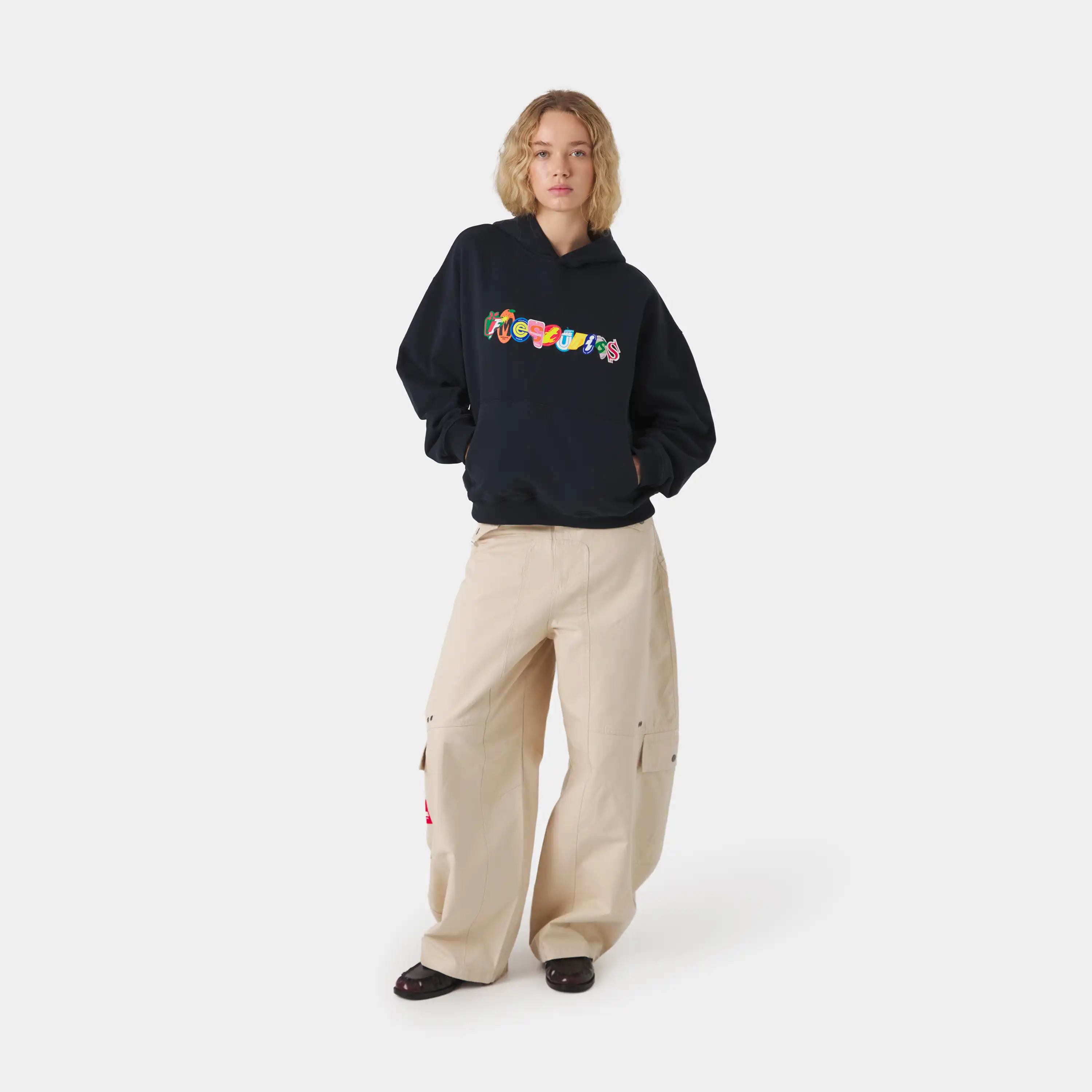 Stickers Navy Oversized Hoodie