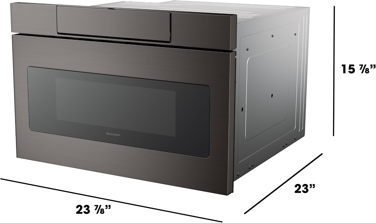 SHARP SMD2470AH Microwave Drawer Oven, 24-inch, 1.2 Cubic Feet, 950 Watt, Concealed Control Panel with Digital LCD Display, Black Stainless Steel