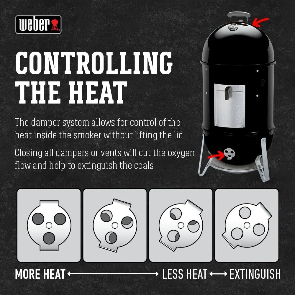 Weber 18 - Inch Smokey Mountain Cooker, Charcoal Smoker, Black