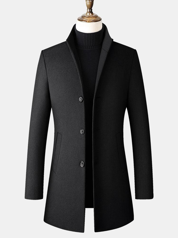 Manteau en laine à col cheminée