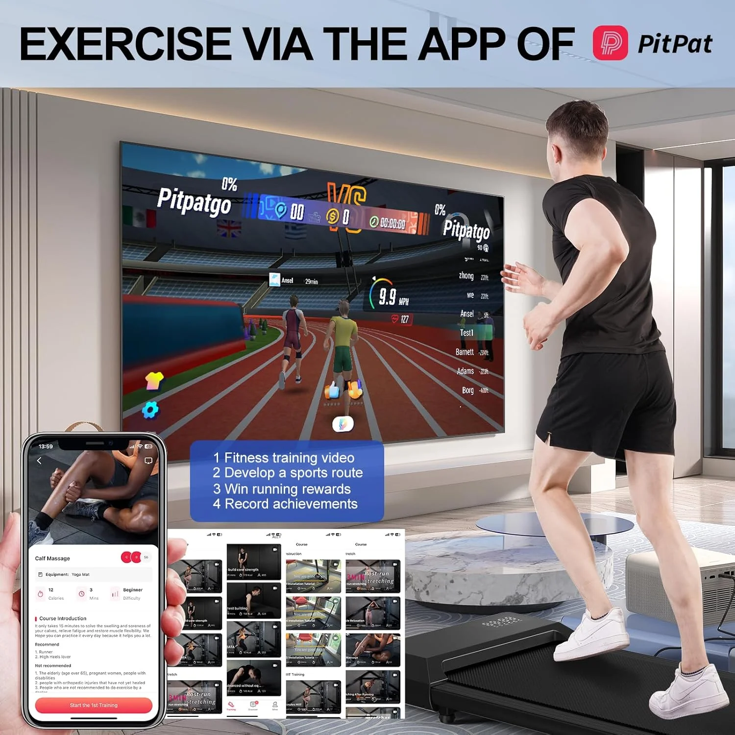 250lb Walking Pad, 0.6-2.5 mph Speed Range 1.2HP Quite Under Desk Treadmill, 2 in 1 Treadmill for Home/Office Exercise with Remote Control, Portable Treadmill with LED Display(Black)(20.24 in/Black-Belt Size 80CM/4.13 in) - Image 4