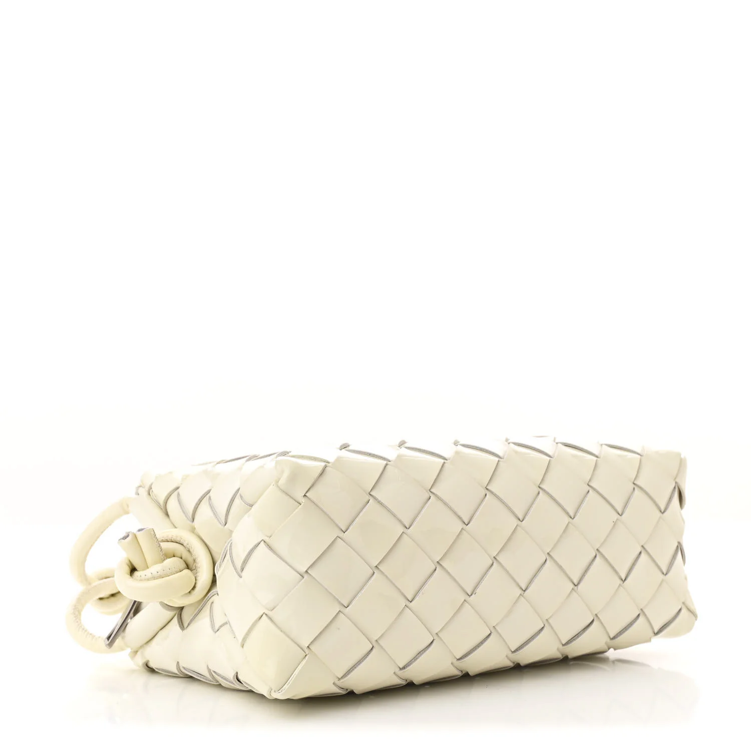 Patent Nappa Intrecciato Mini Loop Camera Bag White
