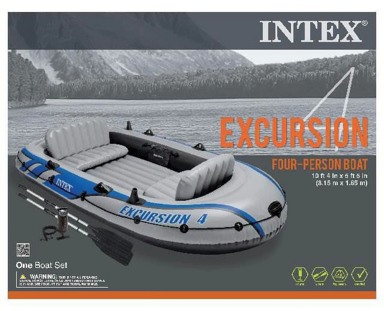 Intex Excursion 4 Inflatable Raft Set w/ 2 Transom Mount 8 Speed Trolling Motors Image 7