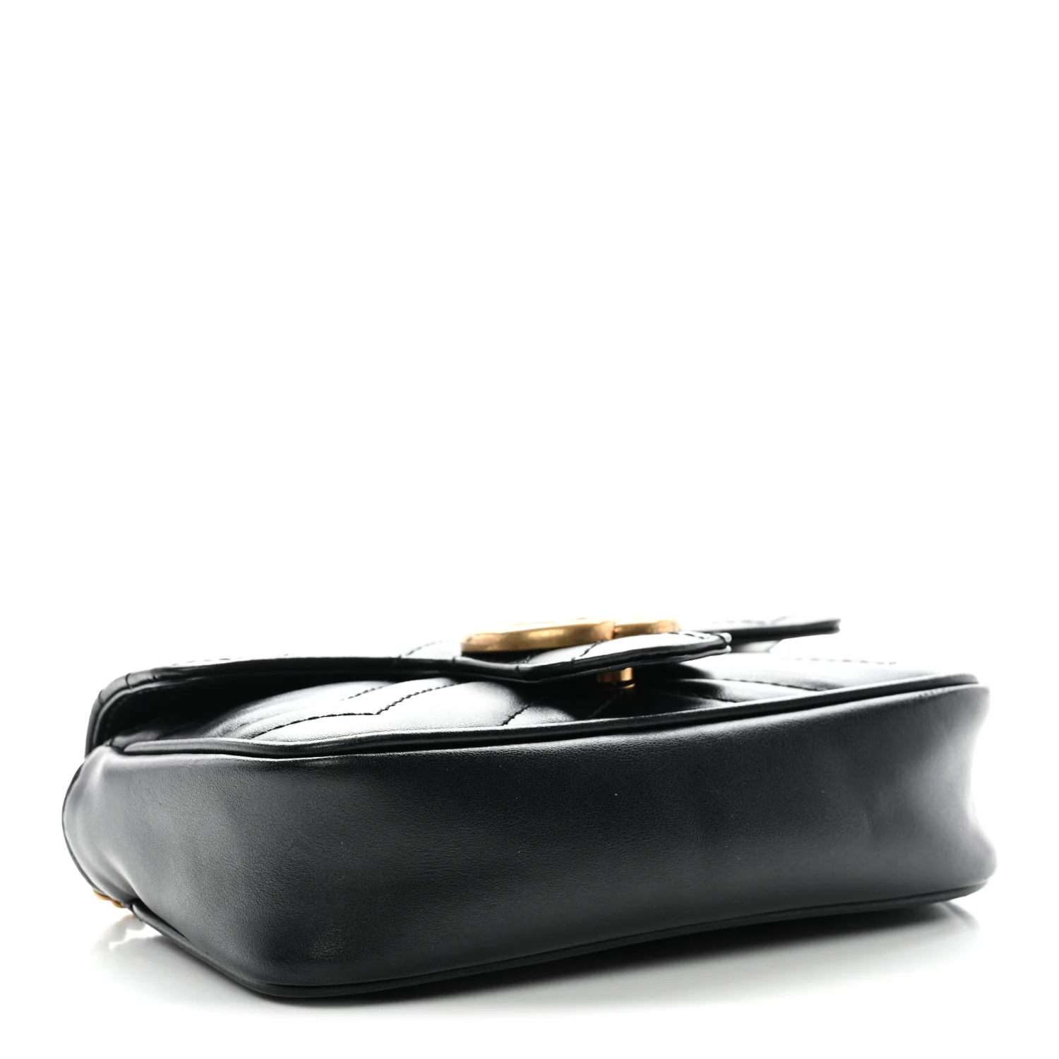 Calfskin Matelasse Super Mini GG Marmont Shoulder Bag Black