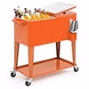 Magshion 80 Quart Rolling Cooler Ice Chest, Portable Bar Cold Drink Beverage Cart Tub, Backyard Cooler Trolley on Wheels with Ice Scoop, Catch Tray Bottle Opener, Pink(Black) Image 8