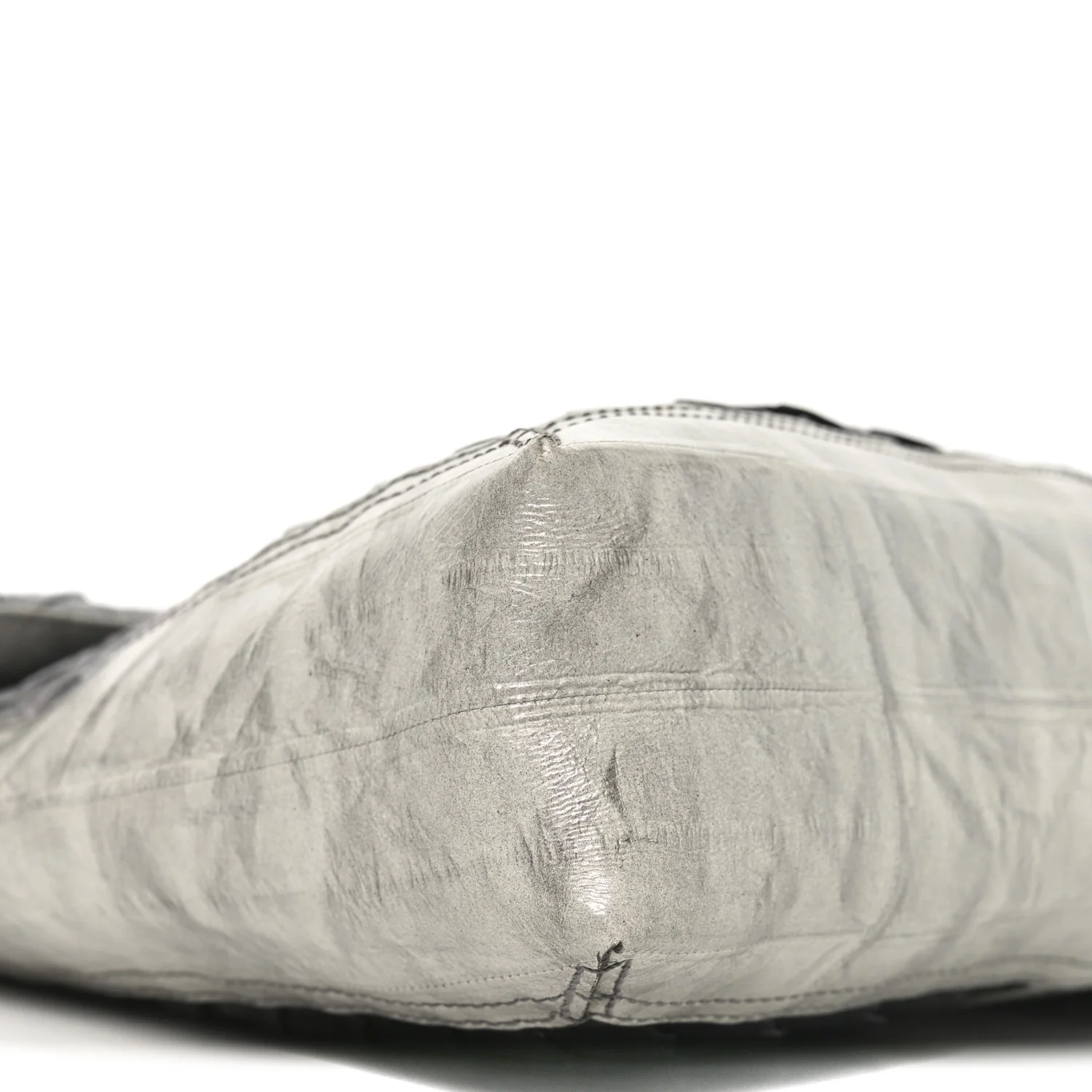 Iridescent Eelskin Maxi Chain Baguette Bag Grey Multicolor