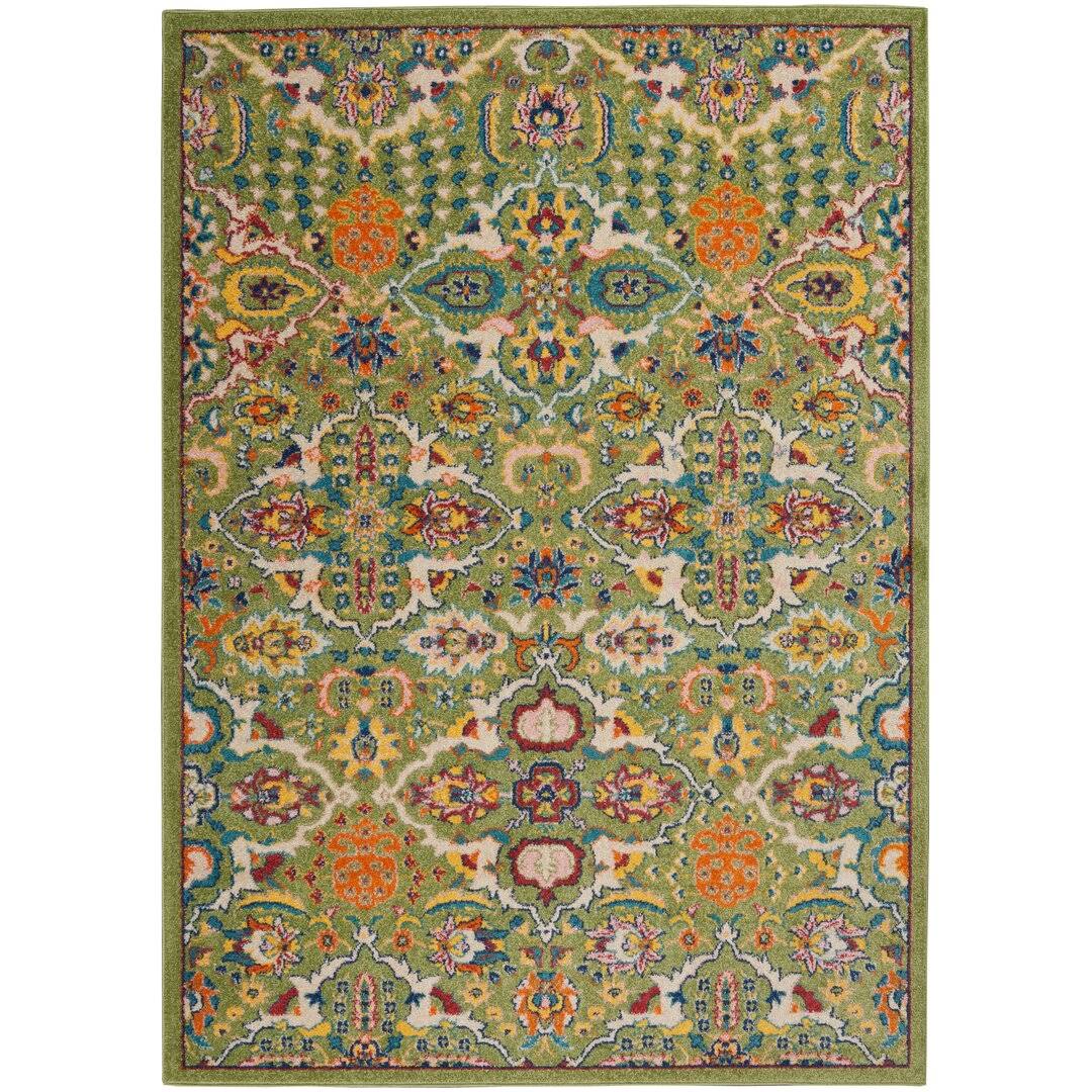 Weylyn Oriental Green/Orange Area Rug Bungalow Rose Rug Size: Rectangle 5'3