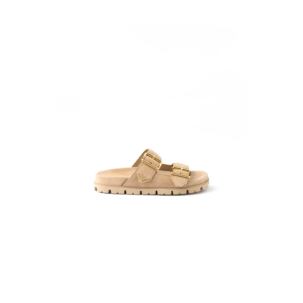PRADA Suede strap slides