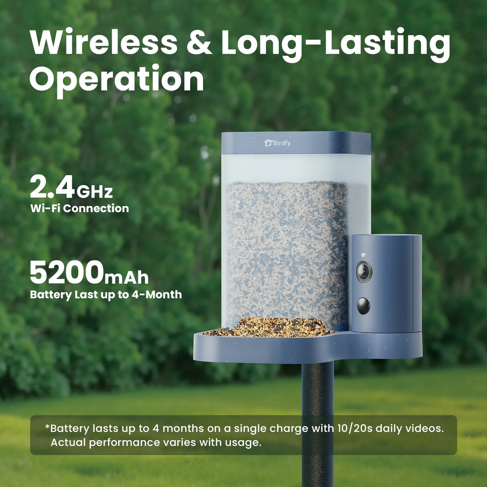 Smart Bird Feeder with Camera, 60FPS Smooth Video, AI Bird Identification Instant Alerts, Auto Capture, Perfect Gift for Bird Lovers(WMTNI-0152) - Image 4