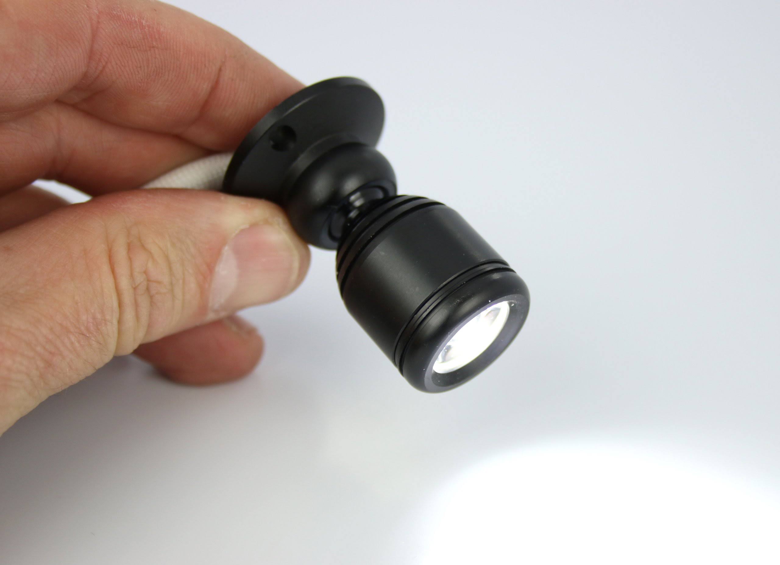 Pilotlights Micro Pivoting LED Spotlight - 1 Watt High Power LED Lamp - Tiny size, Cool White LED, 12 to 28VDC