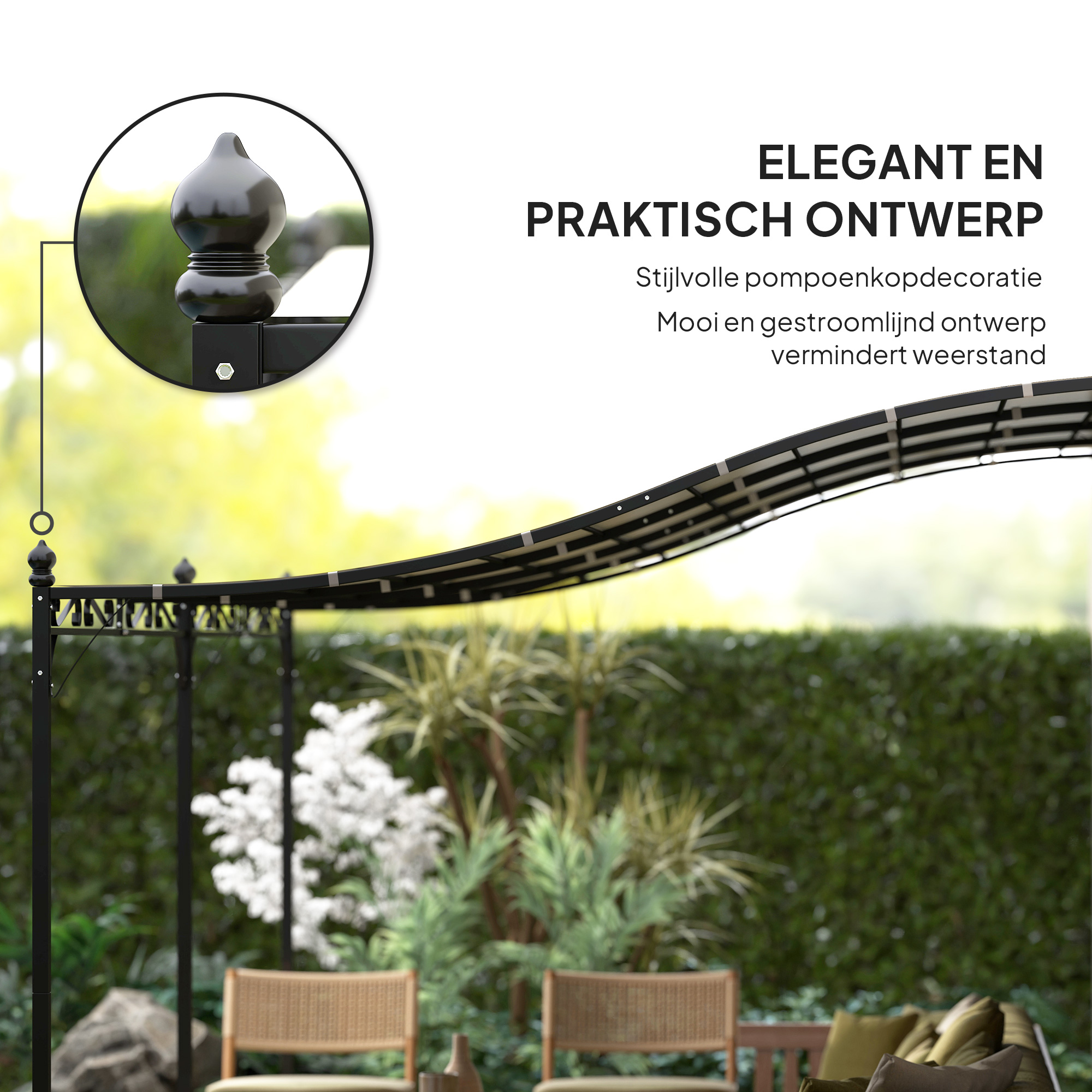 Outsunny 3 x 5 m Pergola, Flexibel Tuindak met Waterdichte Zeil en Metalen Frame, Schaduwplek, Crèmewit