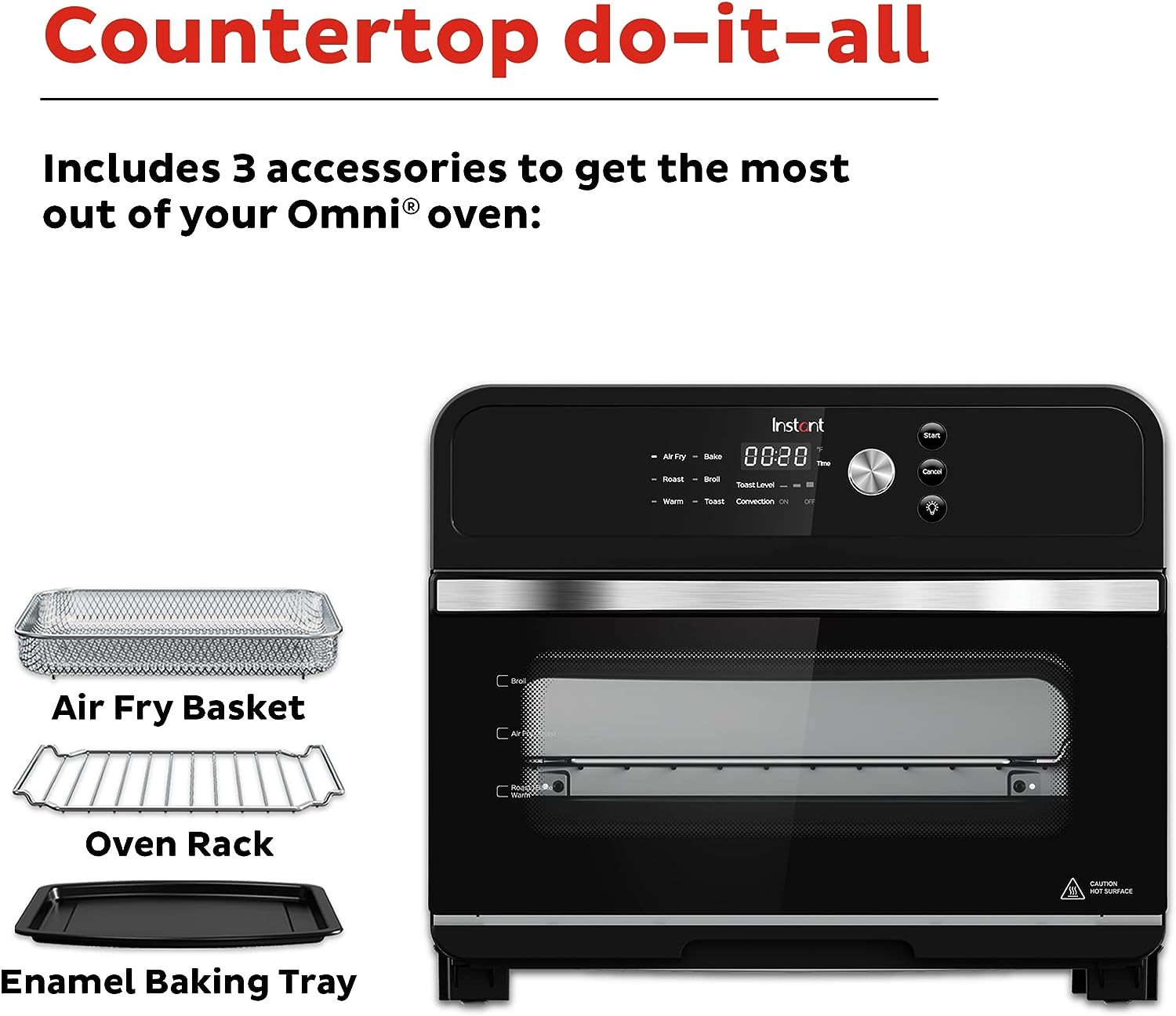 Four combiné friteuse à air chaud Instant Omni 18 L (19 QT), par les créateurs d'Instant Pot, 7 fonctions en 1, compatible avec un four à pizza de 30 cm (12 pouces), 6 tranches de pain, application avec plus de 100 recettes, finition noire