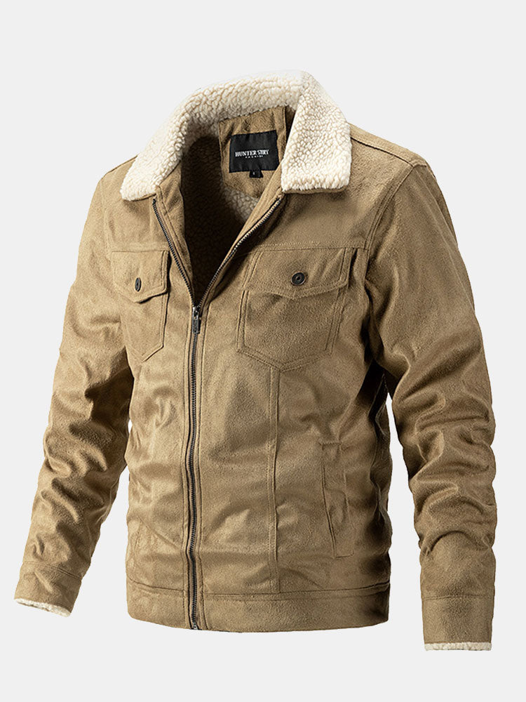 Veste en faux daim doublée Teddy, coupe classique