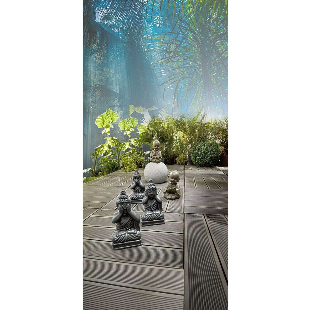 Statuette moine sagesse en résine gris