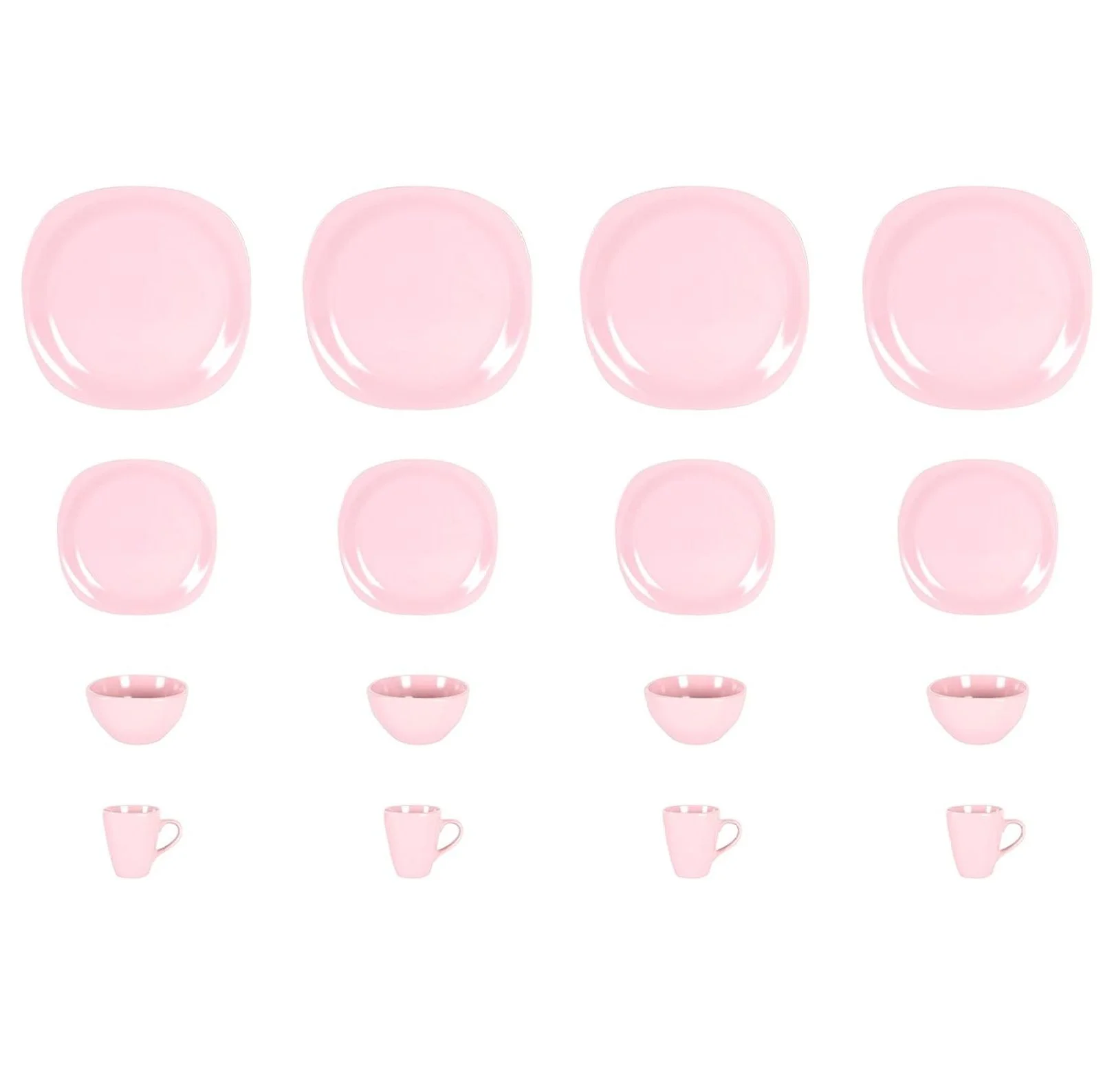 Stoneware Square 16pc Dinnerware Set, Matte Rosé