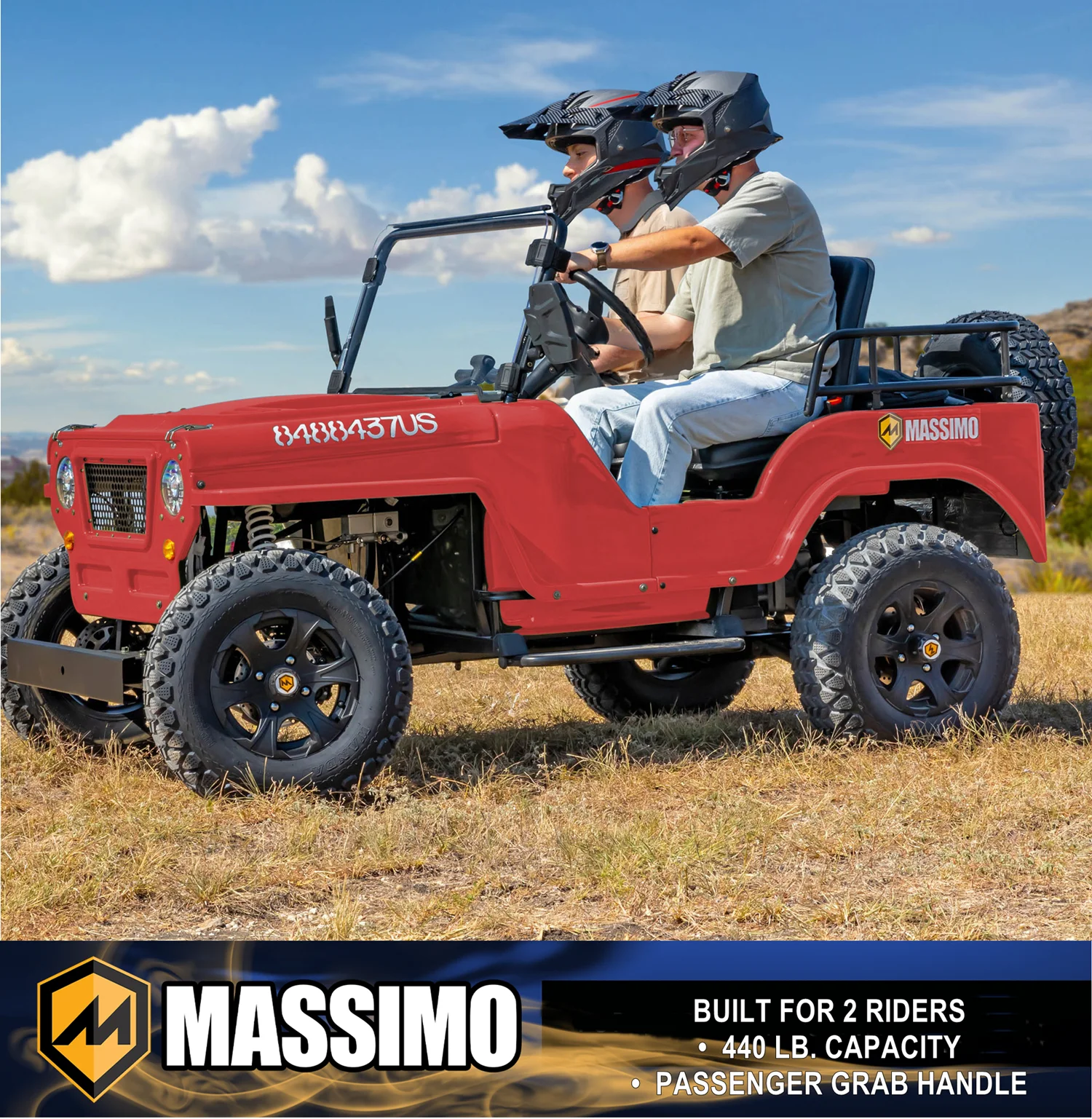 GKD350 Gas Go Kart �C 300cc 18HP 4-Stroke Automatic, 2-Seater Military Style �C Red(Red) - Image 8