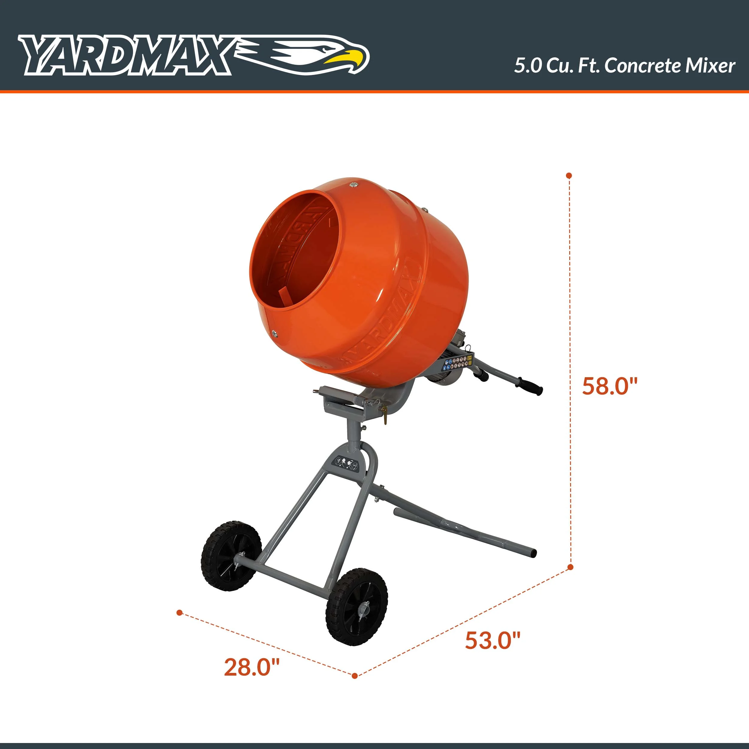 YARDMAX YM0146 5.0 cu ft CONCRETE MIXER