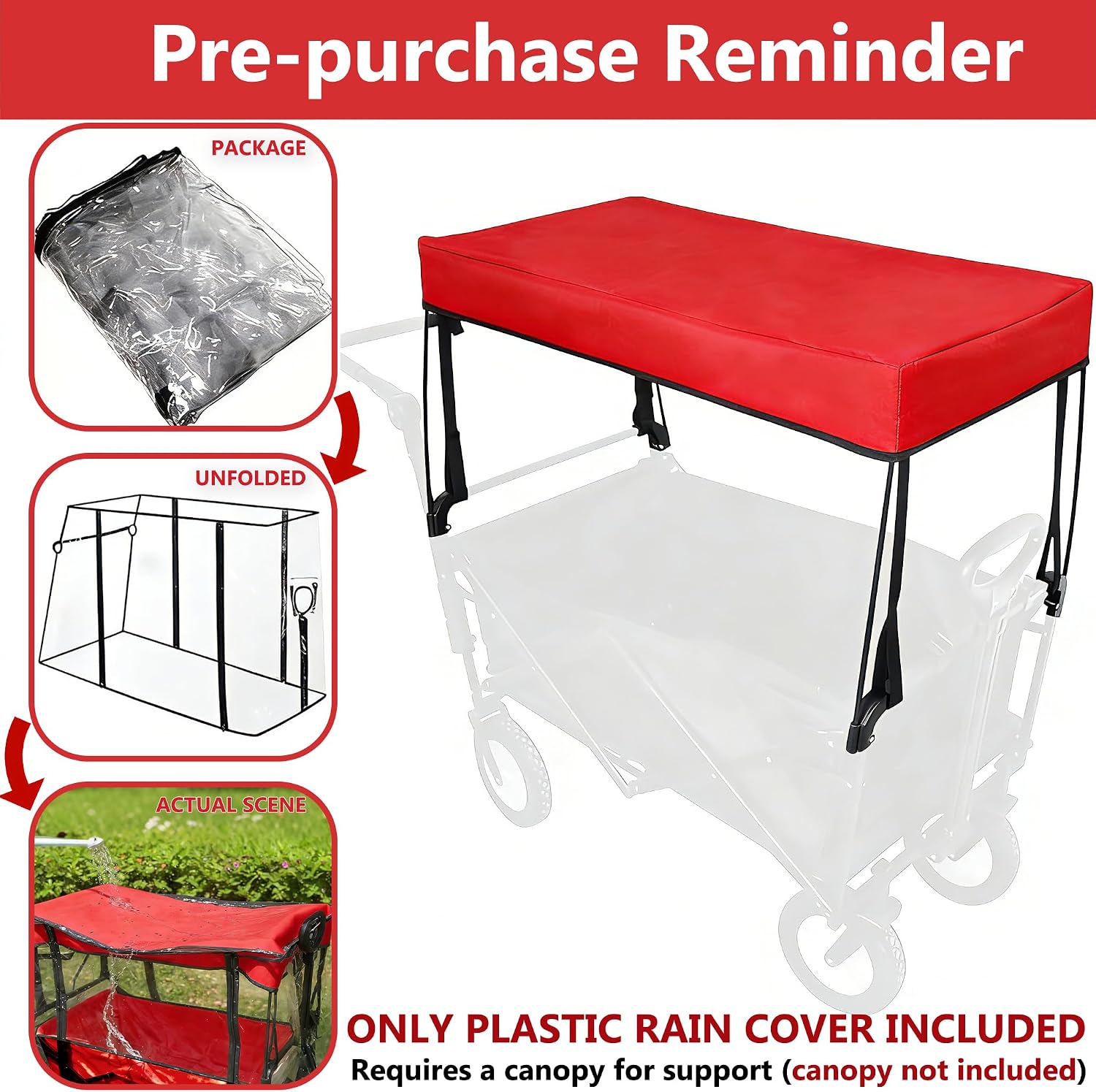 Universal Waterproof Wagon Cover, Two-Sided Zippers Rain Canopy