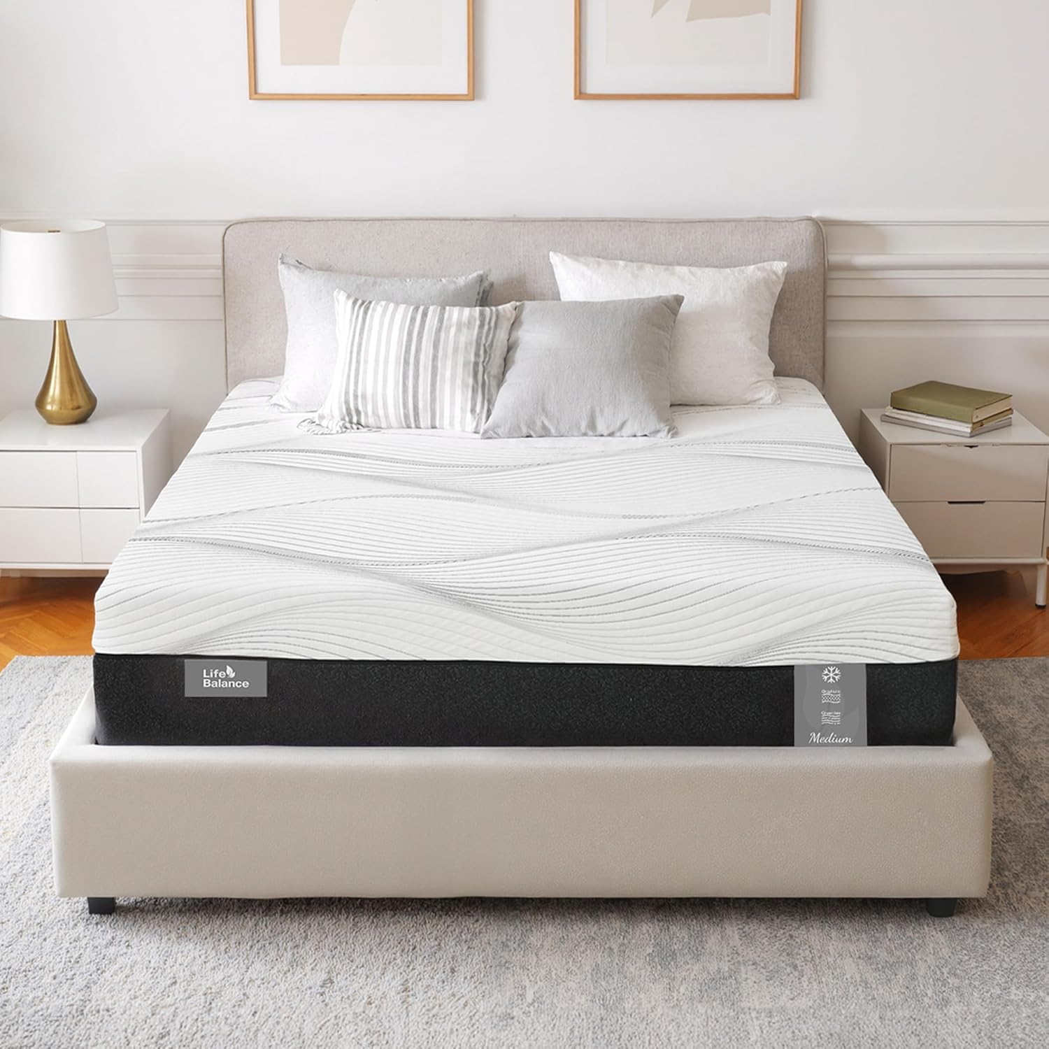 Queen Mattress,12 Inch Gel Memory Foam Mattress Made in USA,Graphene & Green Tea Particles Infused,Plush Euro Top,Motion Isolation,Pressure Relief,Fiberglass Free,CertiPUR-US Certified Foam