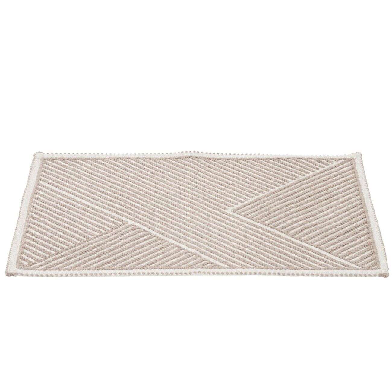 Tapis salle de bain coton relief rayure beige 80x50cm