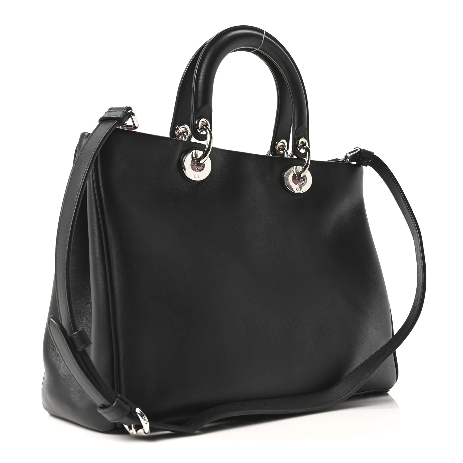 Smooth Calfskin Sequin Houndstooth Embroidered Medium Diorissimo Black
