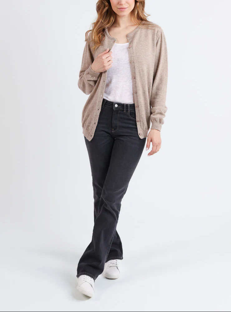 Cardigan femme en cachemire beige taupe