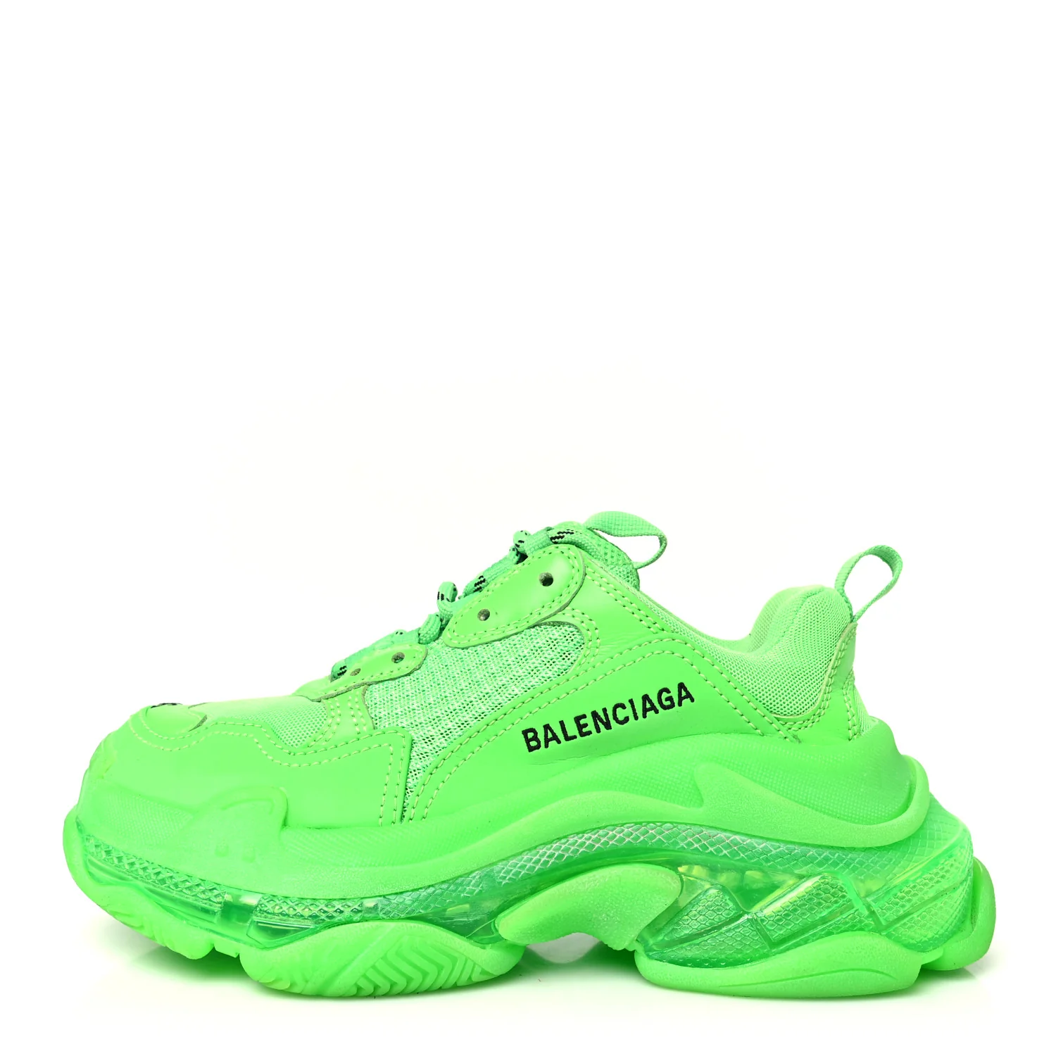 Fabric Mesh Clear Sole Womens Triple S Sneakers 36 Fluo Green
