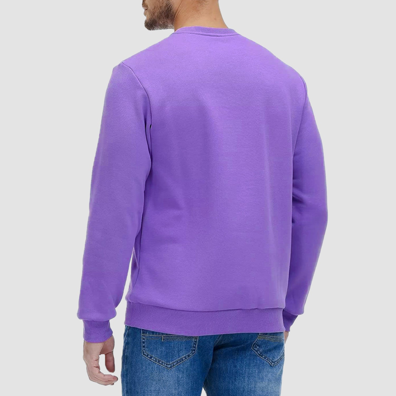 Sweat-shirt à col rond pour homme, manches longues, pull en polaire chaud et décontracté.