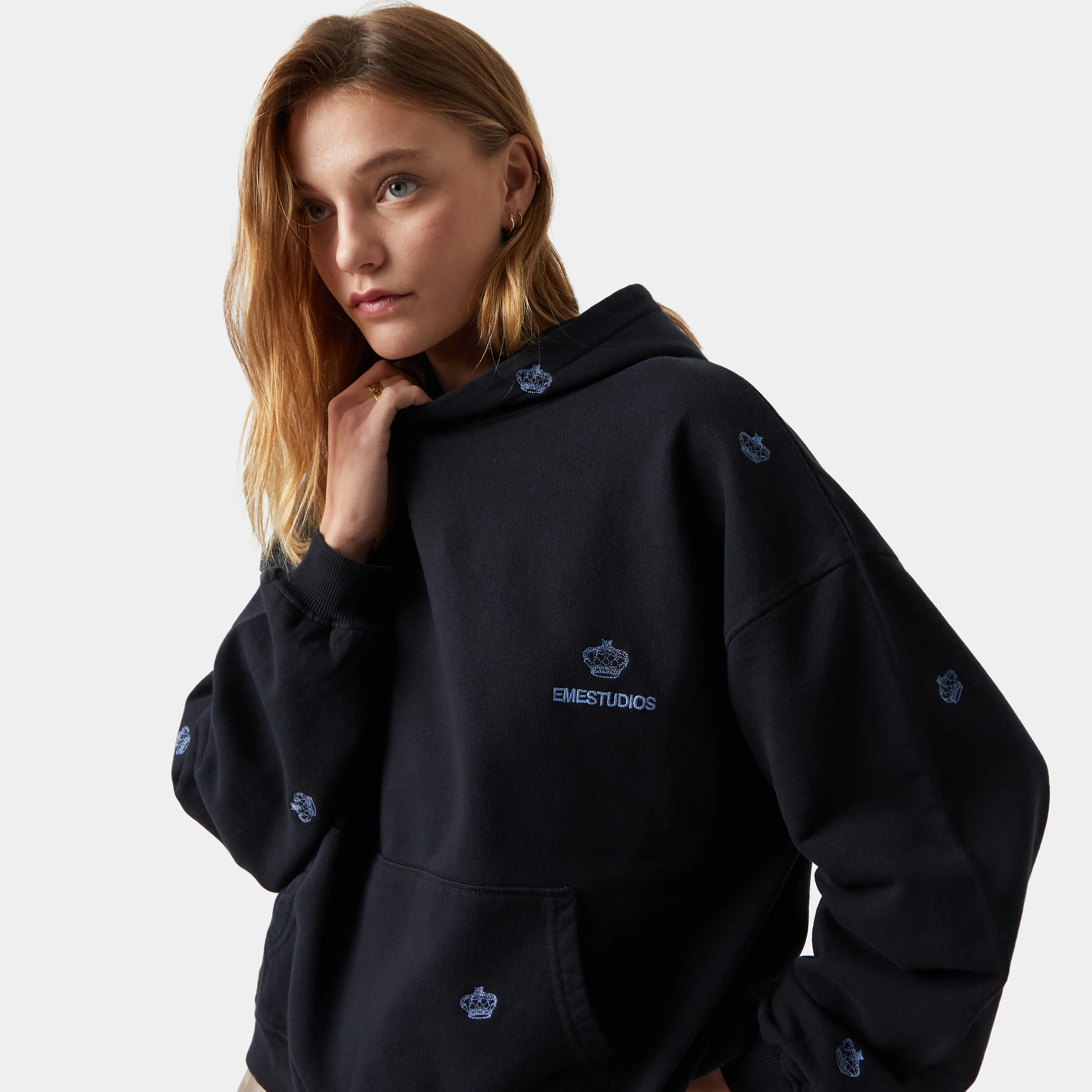Crown Navy Oversized Hoodie