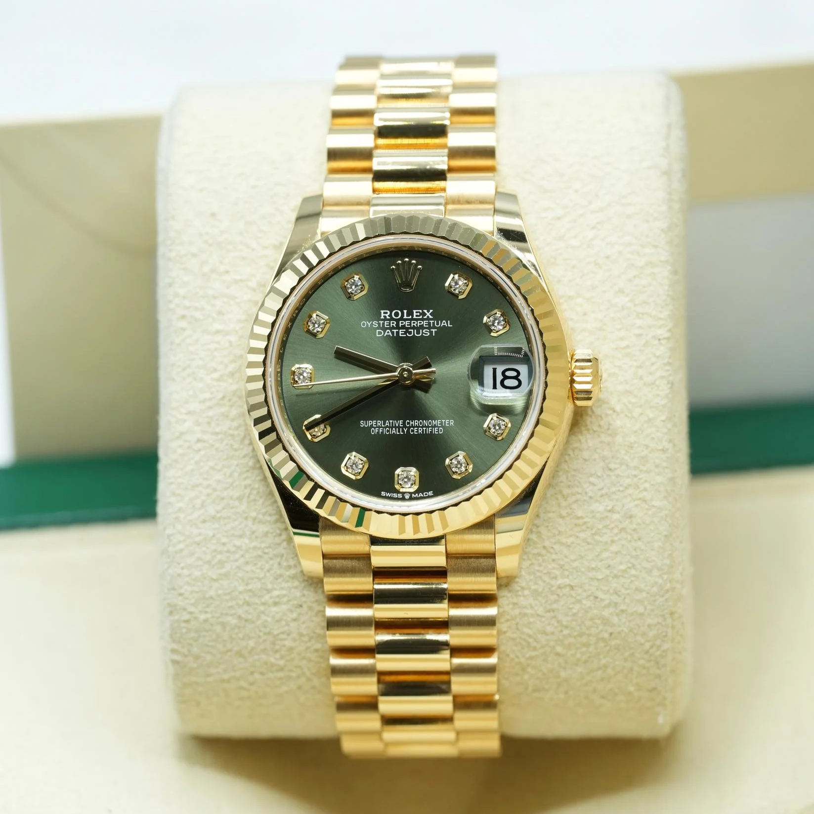 【Super Clone】RLX Datejust m278278-0011 Olive Green 31mm Dial President Bracelet Watch