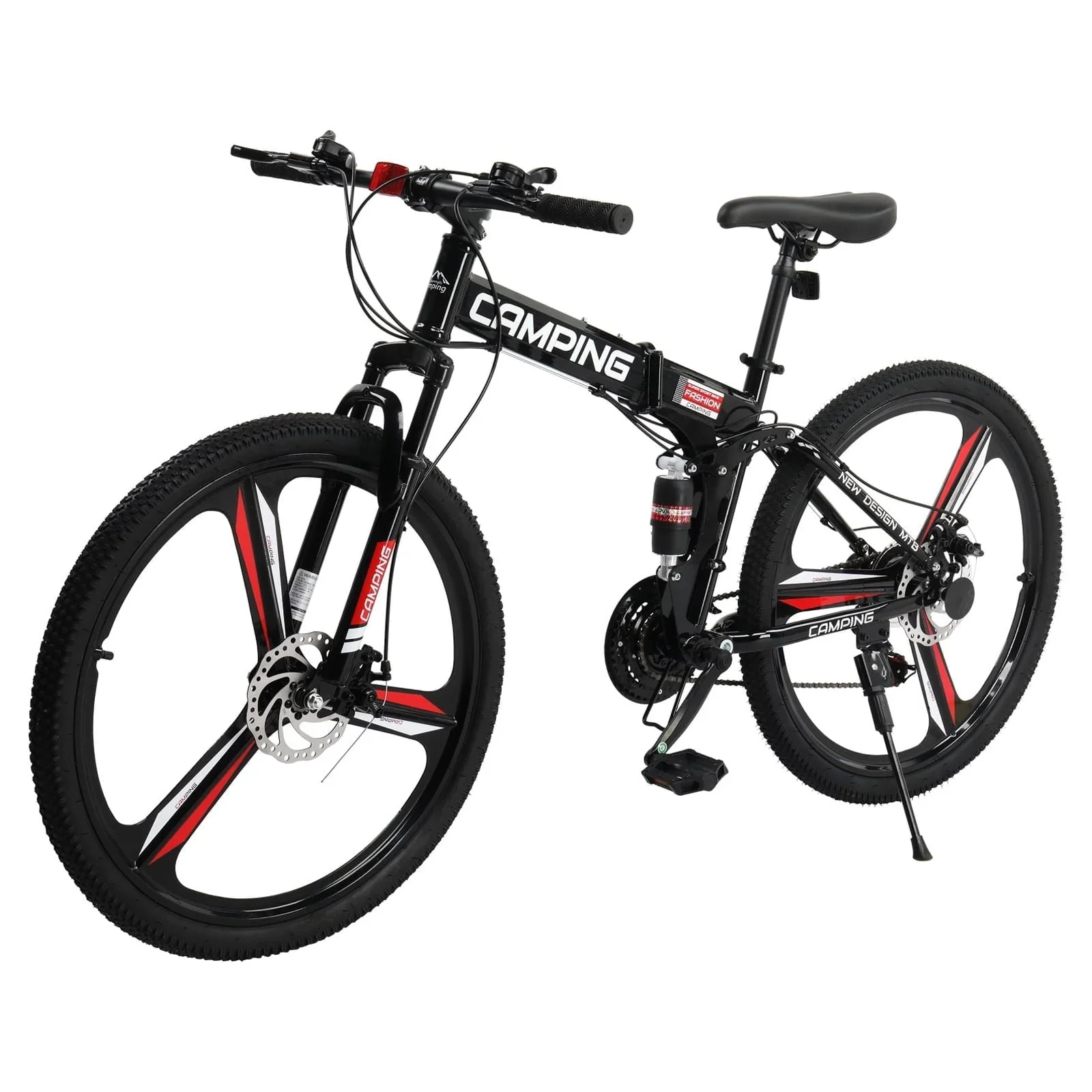 Zimtown 26 Folding Mountain Bike, Shimano 21 Speed MTB Bicycle for Adults, Black