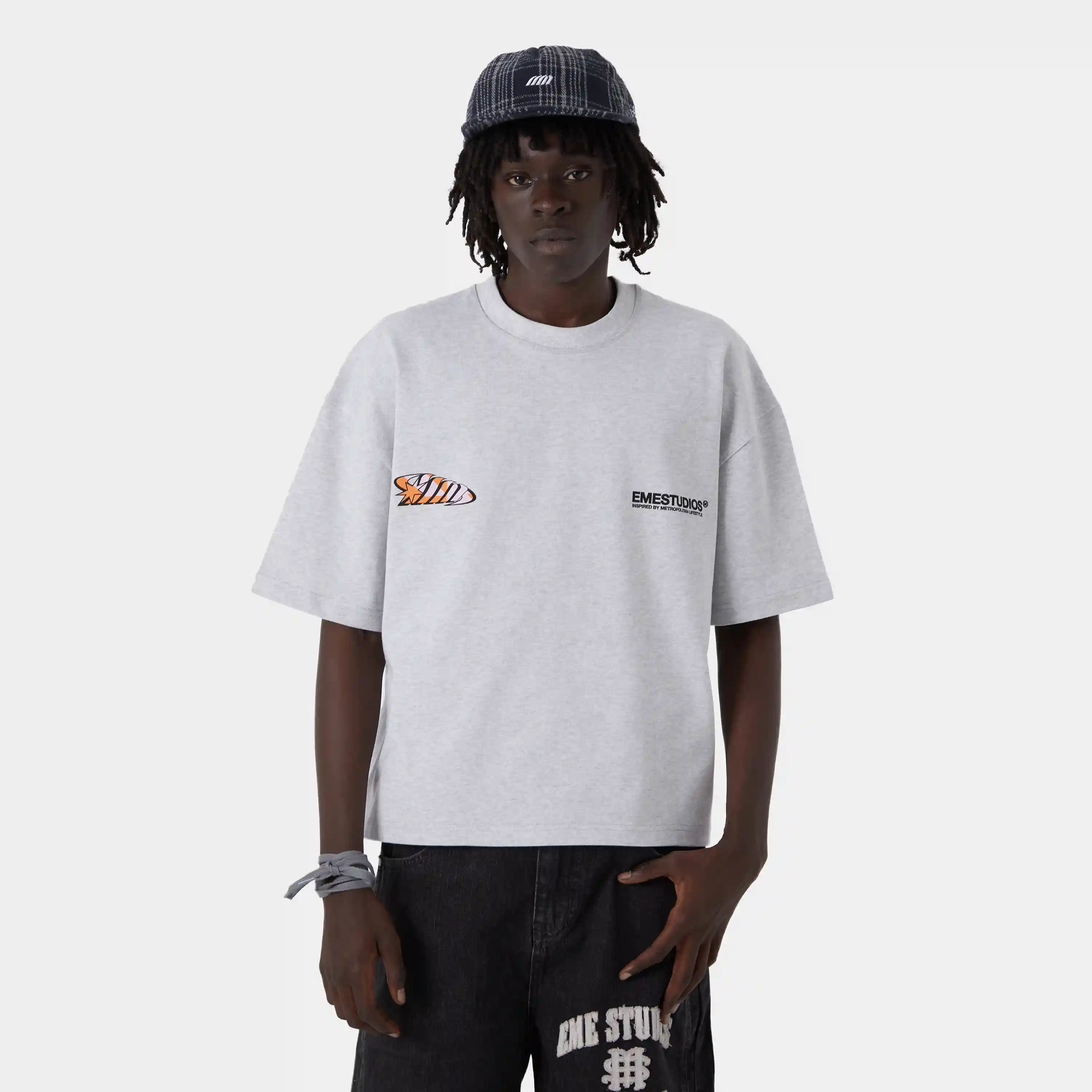 Houndstooh Grey Oversized Tee